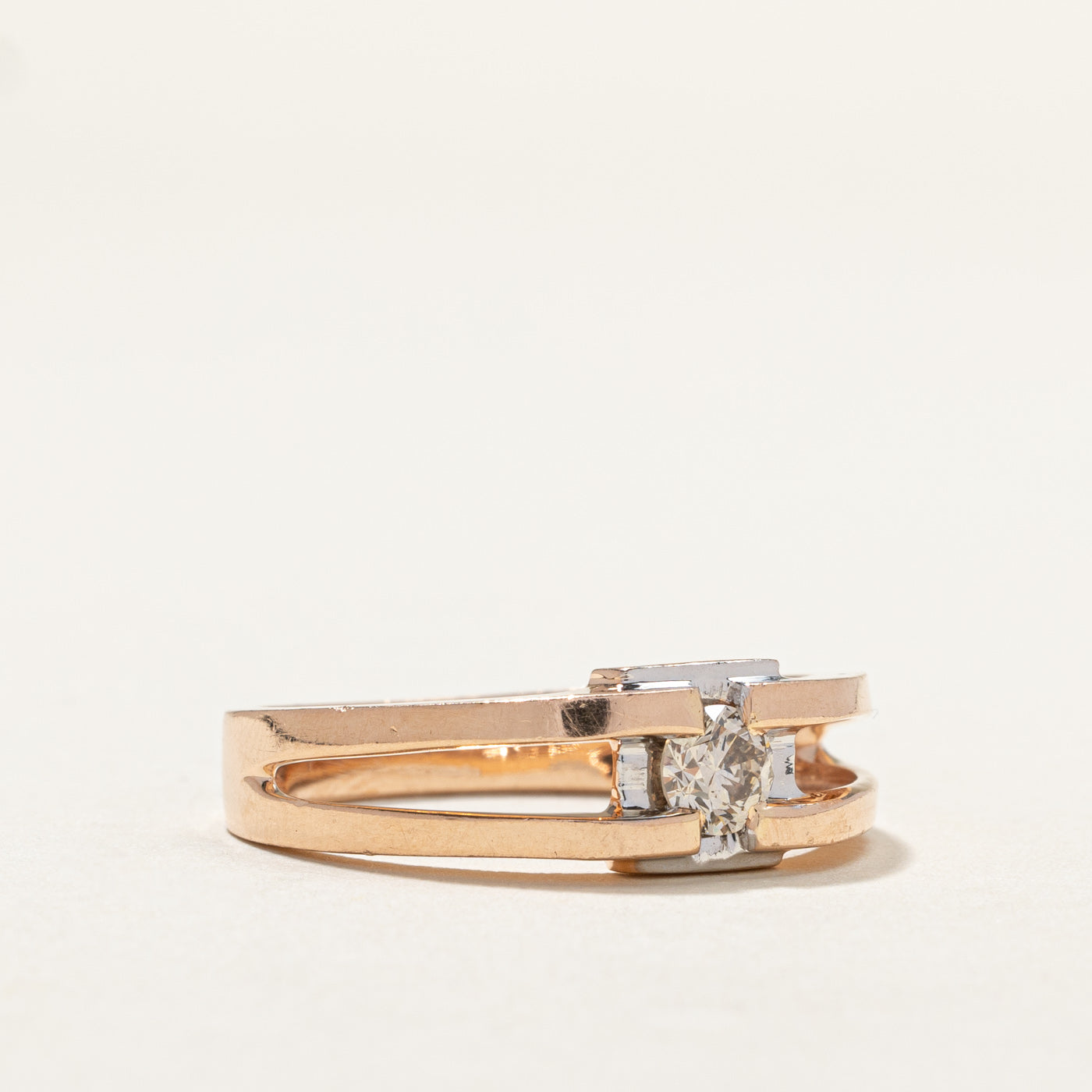 Elegant Two-Tone Gold Diamond Open Shank Ring - 0.40ct Size 10 - Perfect for Engagement, Anniversary & Special Occasions