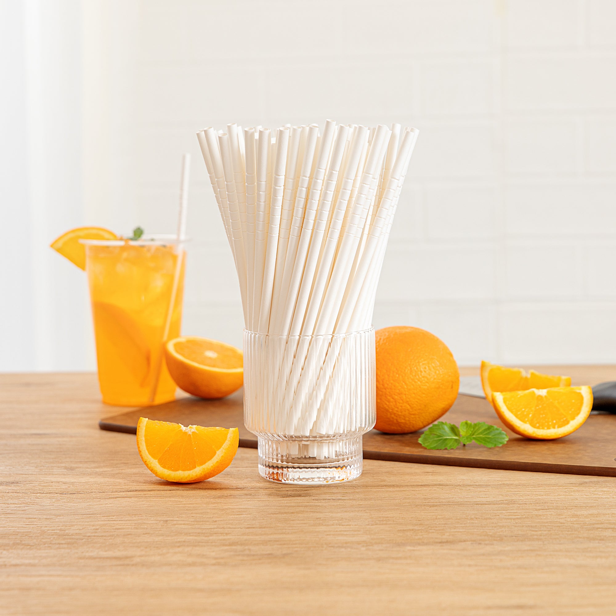 Eco-Friendly White Paper Bendable Straws - Biodegradable, 6mm Diameter, 7 3/4 Inch Length, 100 Count Box | Perfect for Parties, Restaurants & Sustainable Living