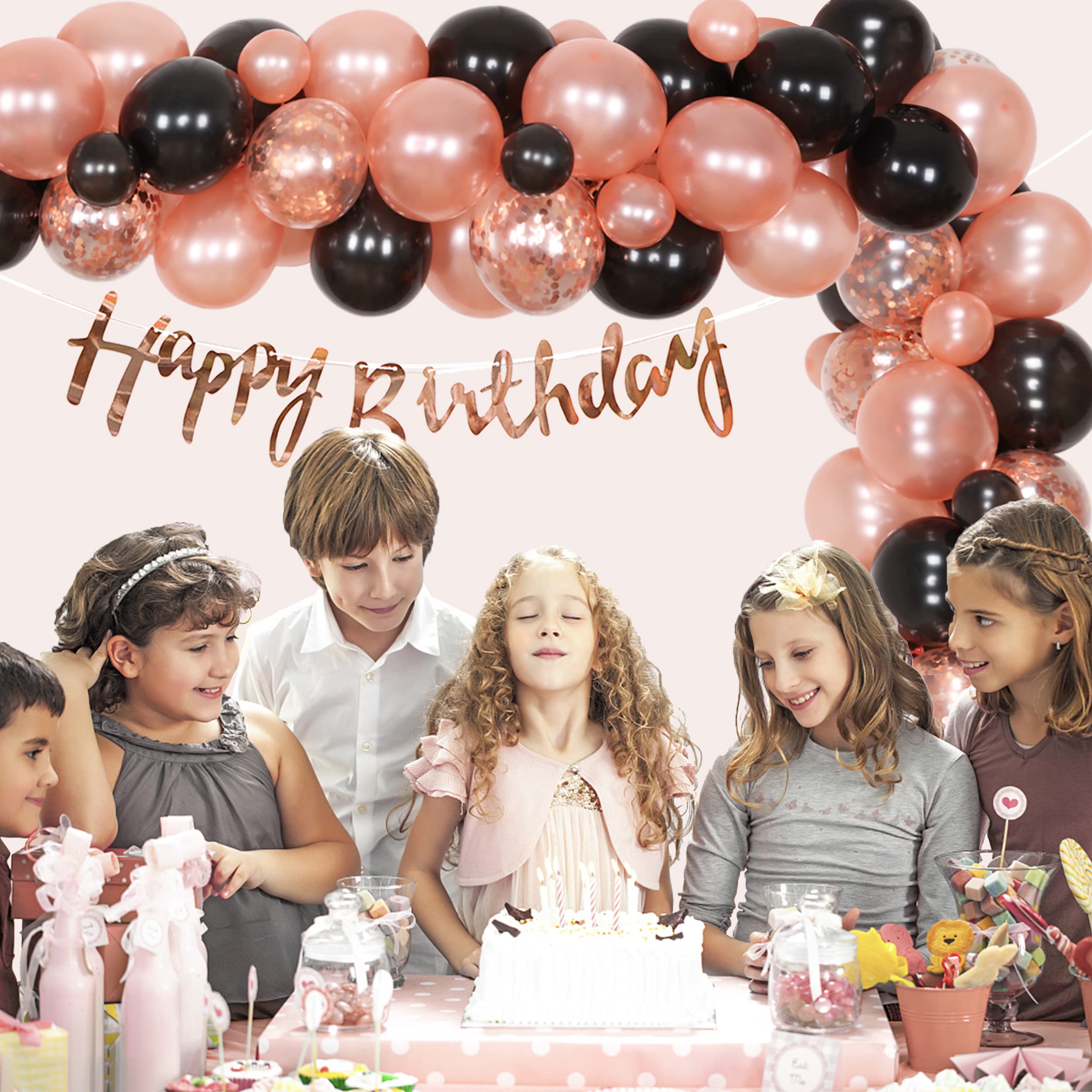 Rose Gold & Black 13th Birthday Decorations Set for Girls - Happy 13th Birthday Banner, Number 13 Sign, Confetti Balloons - Perfect for Teen Birthday Parties, Sweet 16 Prep & Milestone Celebrations