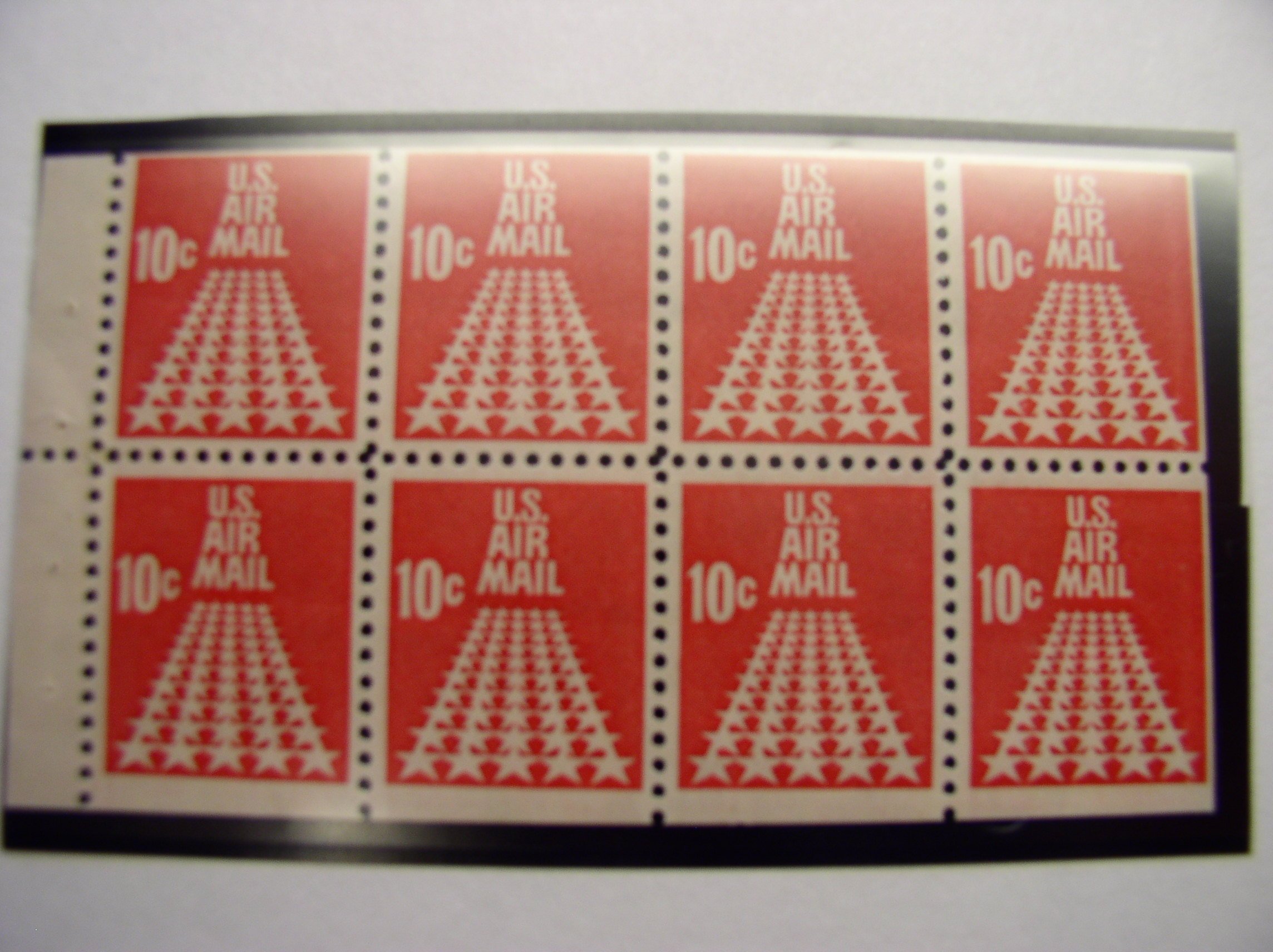1968 US Postage Stamps - Fifty-Star Runway Design (C72b) - 10 Cent Stamps Booklet Pane of 8 MNH - Vintage Collectible Stamps for Philatelists & History Enthusiasts - Perfect for Stamp Albums, Framed Displays & Historical Collections