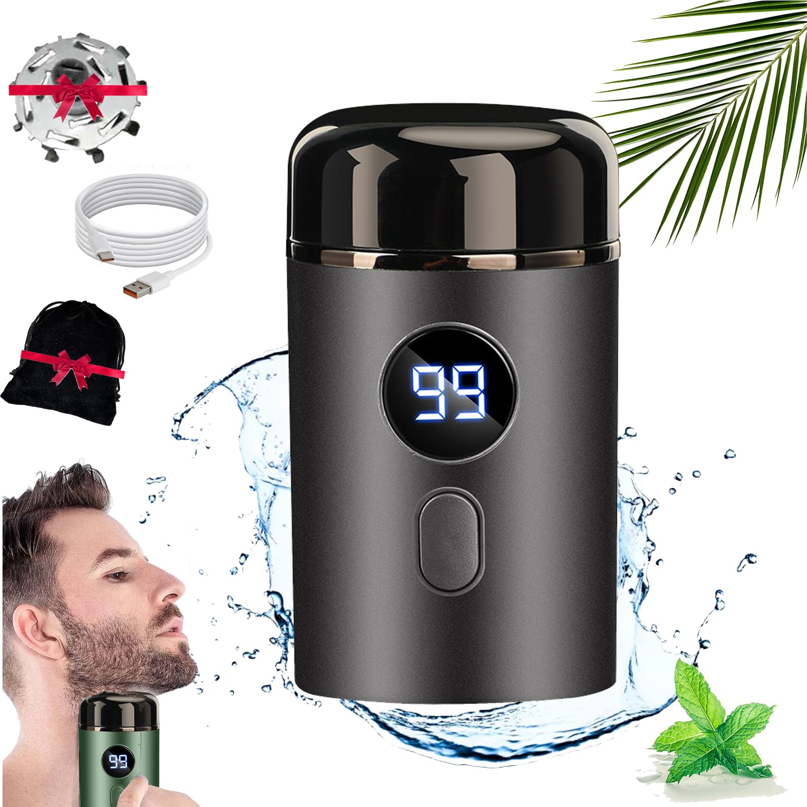 Enspiracle Mini Electric Shaver - Portable USB Rechargeable Waterproof Travel Shaver for Men & Women - Compact Washable Razor with Free Replacement Head (Gray) - Perfect for Travel, Gym & Daily Grooming