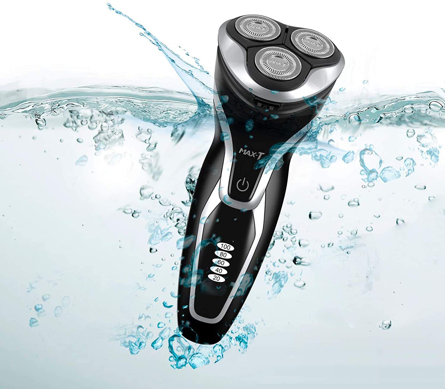 MAX-T Men's Electric Razor - Rechargeable Wet & Dry Rotary Shaver with 3D Floating Heads for Smooth Shaving | Perfect for Travel, Gym & Daily Use (Black)