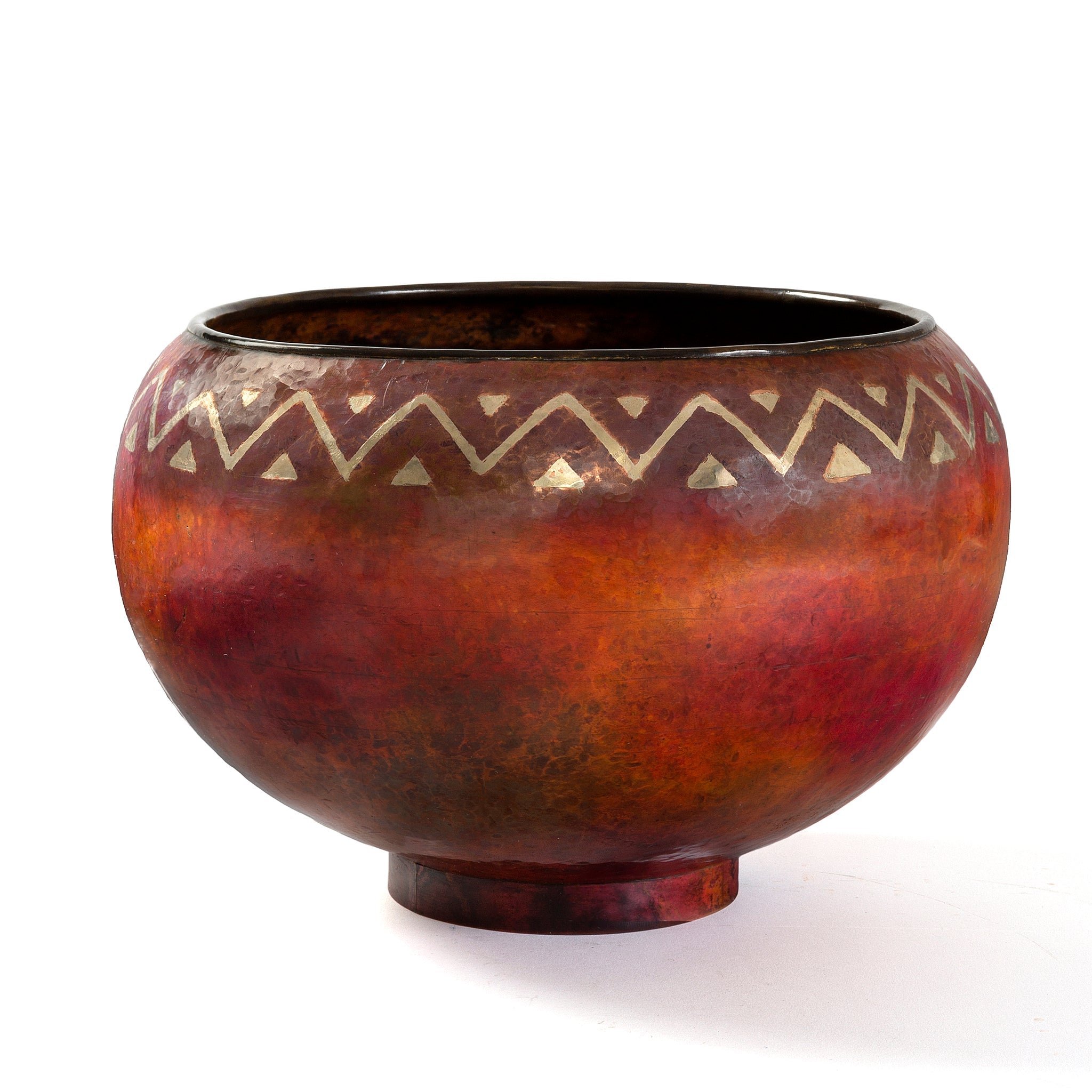 Claudius Linossier Chevron Dinanderie Vase - Handcrafted French Art Deco Vase for Home Decor, Wedding Centerpiece & Luxury Gift