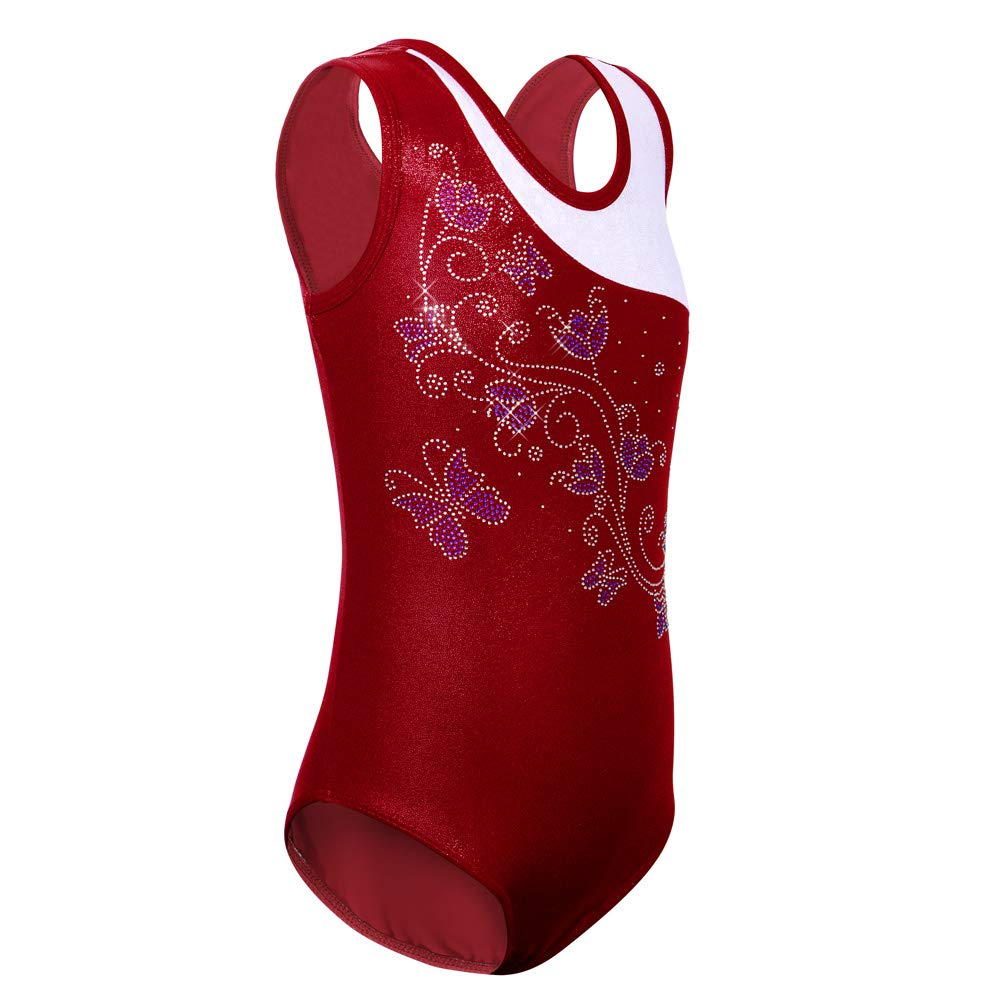 TFJH E Girls Gymnastics Leotards - Ballet Dance Bodysuits with Sparkle Sequins - Stretchy One-Piece Outfit for Dance, Gymnastics, Cheerleading & Performance