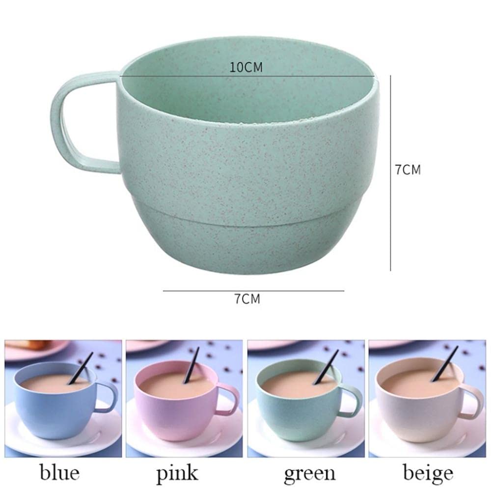 Eco-Friendly Wheat Straw Coffee Mug - Unbreakable Reusable Cup for Tea, Juice, Milk & Oats - Perfect for Breakfast, Office & Travel (Pink)