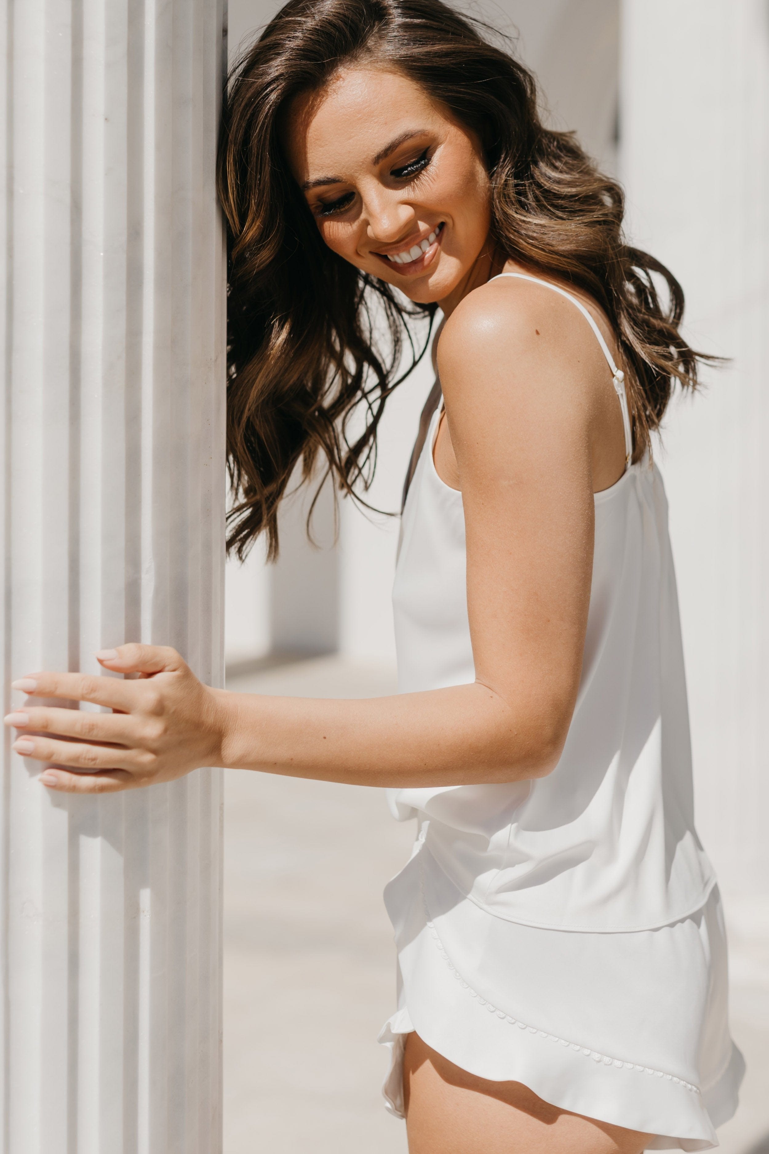 Pia Cami and Ruffle Short Set - Women's Summer Loungewear & Sleepwear Set for Comfortable Nights & Relaxing at Home