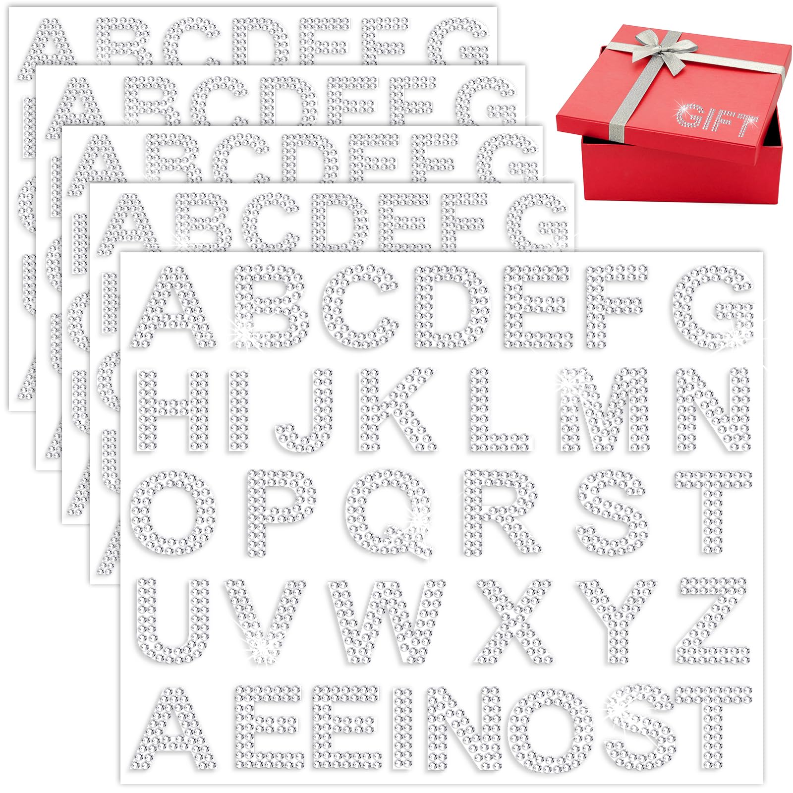 170Pcs Silver Rhinestone Alphabet Stickers - Self-Adhesive Glitter Letter Stickers for DIY Crafts, Clothes, Bags, Hats & Home Decor | Sparkling Gemstone Border Decals for Scrapbooking, Wedding Invitations & Party Decorations