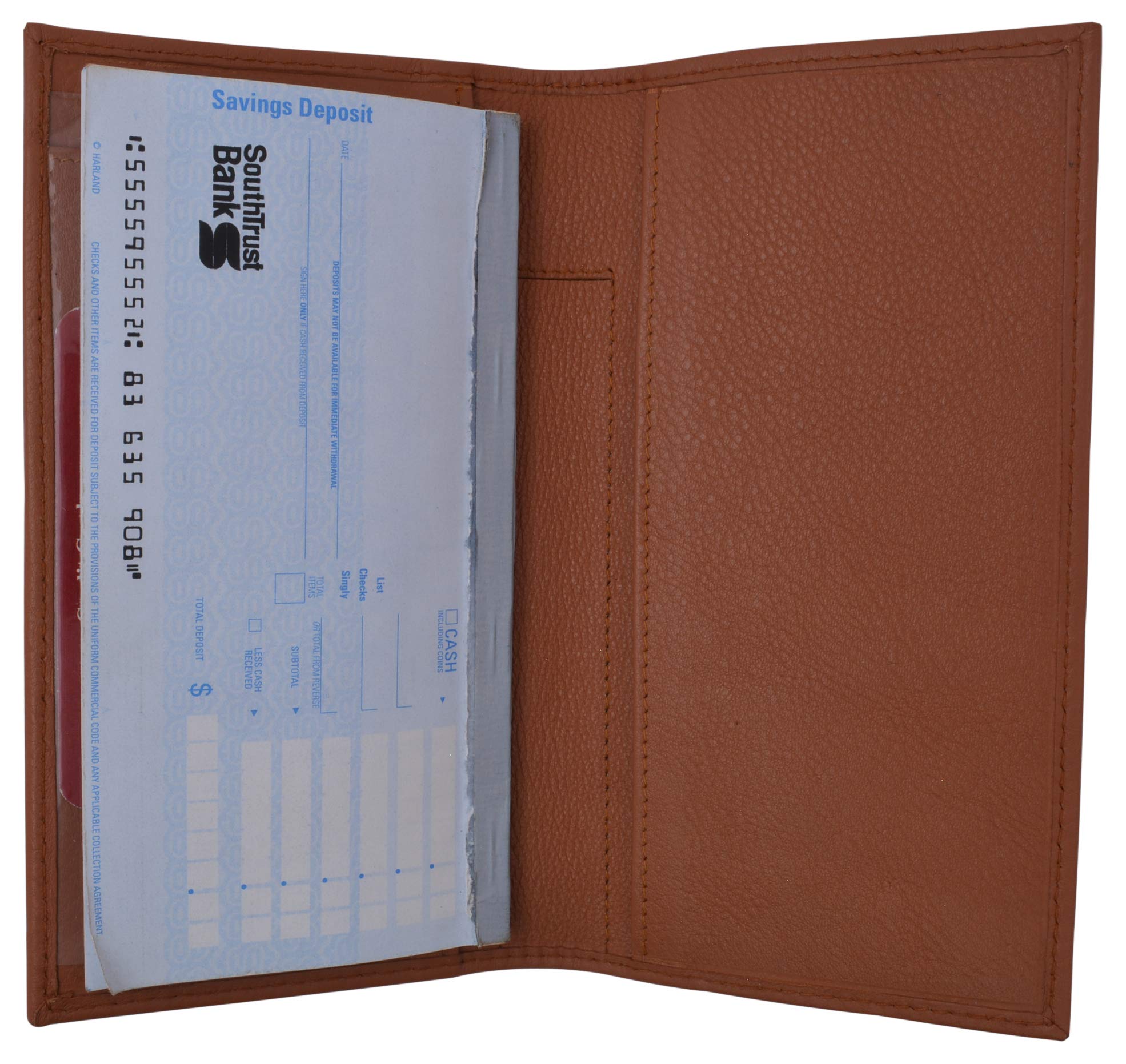 Premium Leather Slim Checkbook Cover Holder - Genuine Cowhide RFID Blocking Wallet for Checks & Cards (Tan) | Perfect for Business Professionals, Gift Giving & Everyday Use