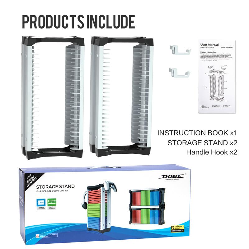 ECHZOVE Video Game Storage Tower - Vertical or Horizontal Organizer for PS5, PS4 & Xbox Games - Holds Up to 46 Disc Cases with 2 Headset Hooks - Perfect for Gaming Room Organization & Console Setup