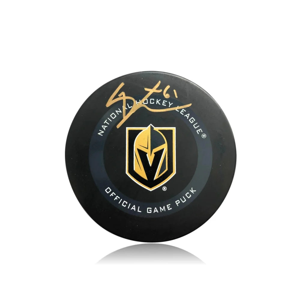 Mark Stone Signed Vegas Golden Knights Authentic On-Ice Hockey Puck with COA BAS Autograph - VGK Collectible for Fans, Memorabilia Display, and Sports Decor