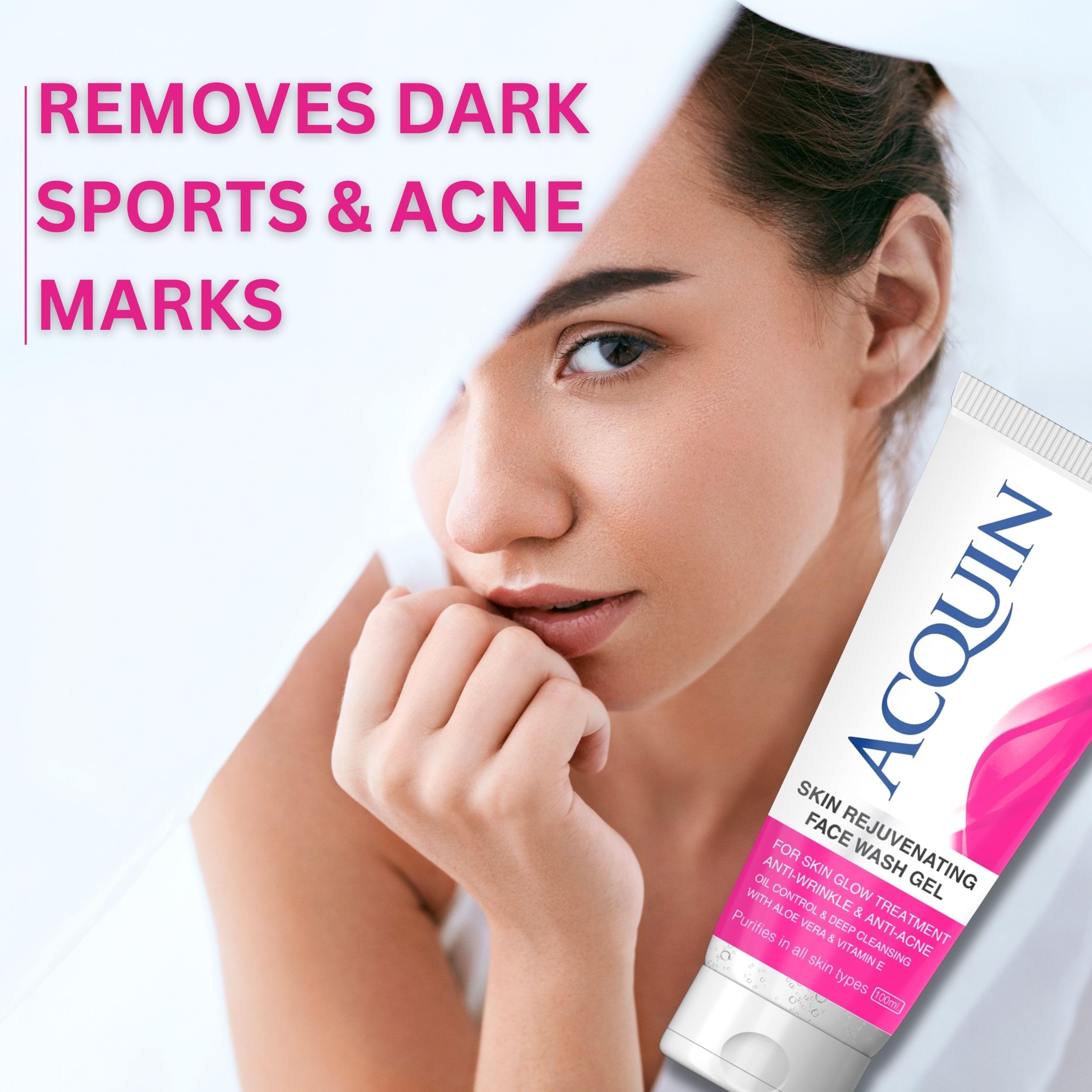 ACQUIN Anti-Acne & Anti-Wrinkle Face Wash 100ml - Gentle Cleanser for Oily & Sensitive Skin - Perfect for Daily Skincare Routine & Travel