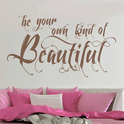 Vinyl Inspirational Wall Decal - 'Be Your Own Kind of Beautiful' Quote Sticker for Girls Room, Bedroom & Nursery Decor - White Home Art Lettering for Motivational Wall Design