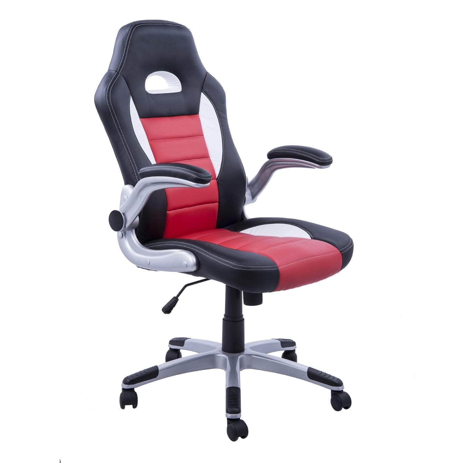 Premium Racing Style Office Gaming Chair - Ergonomic Swivel & Adjustable Armrest - PU Leather Executive Desk Chair for Home & Work - Available in Black & Red (Perfect for Gamers & Remote Workers)
