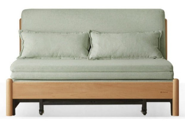 61x33-78.1x30.3 inch / 155x83.8-198.3x77сm / Beech Natural wood sofa bed - willow green