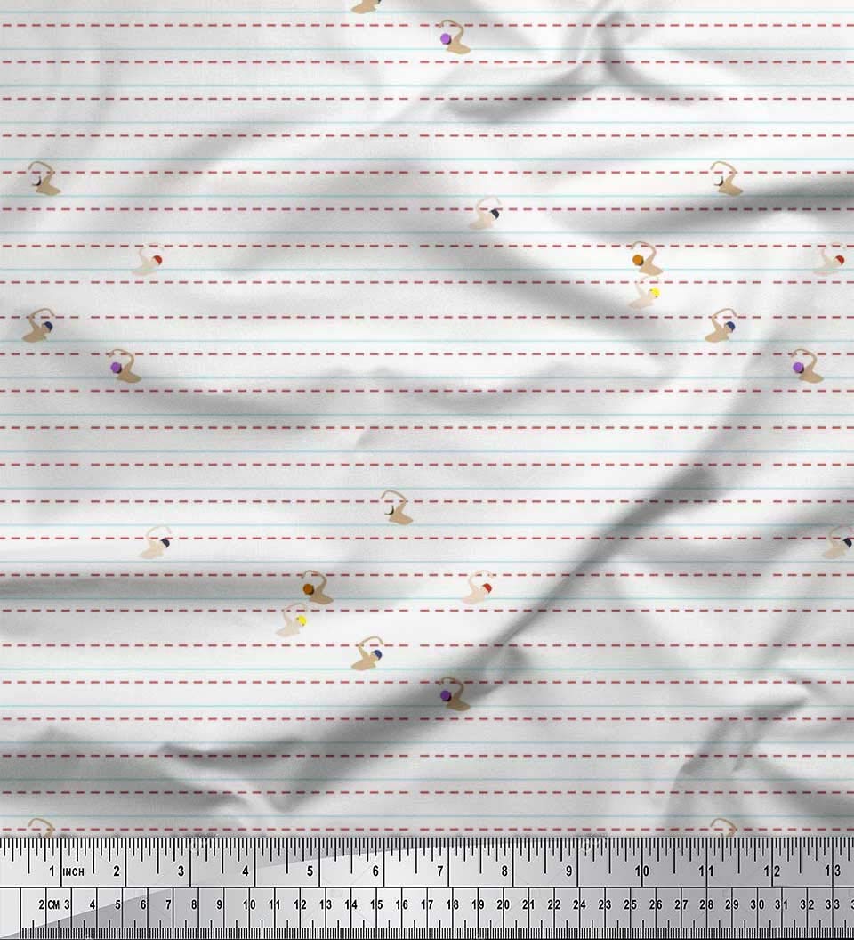 Soimoi Rayon White Fabric by The Yard - 42 Inch Wide Printed Fabric for Swimwear, Sports & Poolside Activities - Perfect for Swimsuits, Beach Cover-Ups & Race Day Outfits