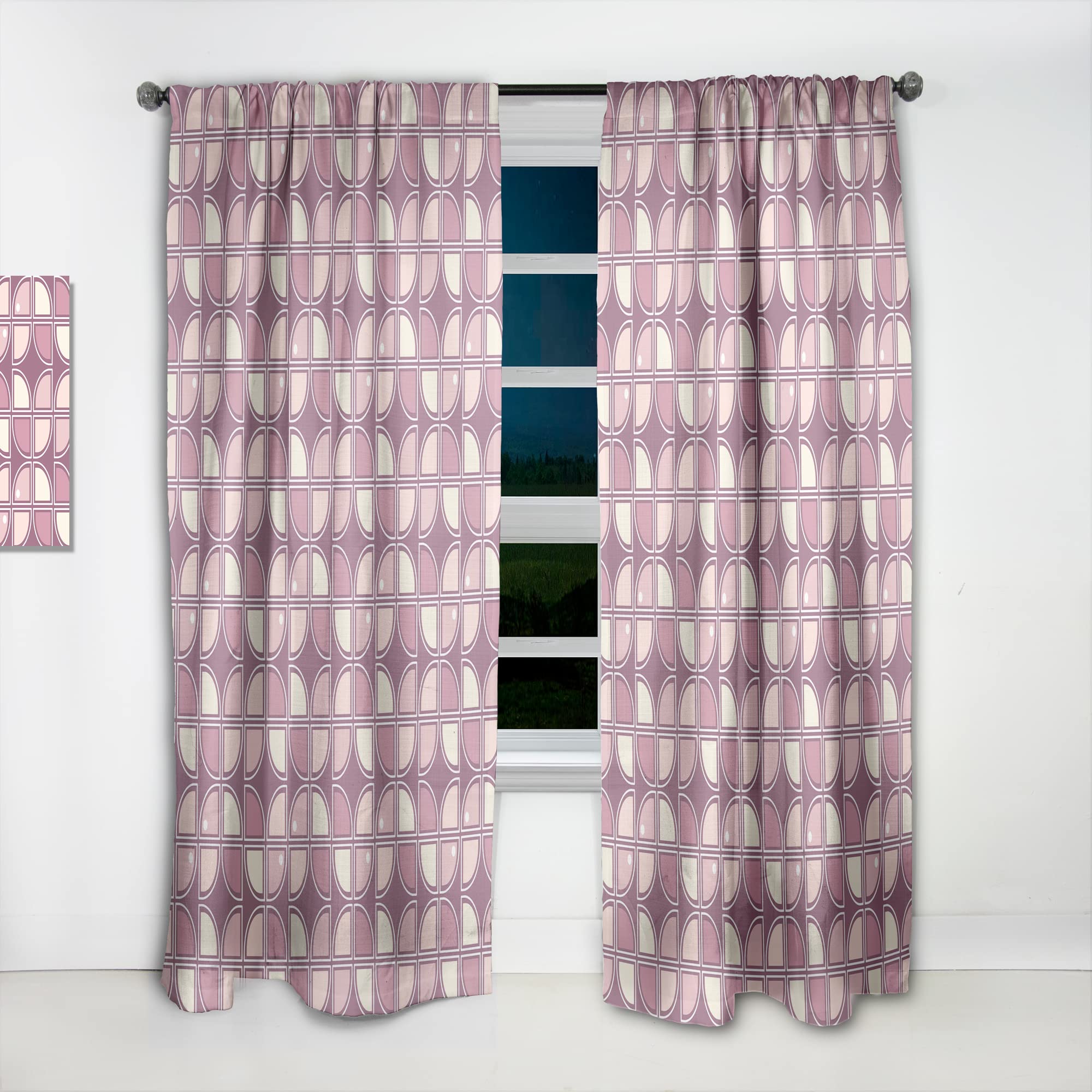 DesignQ Retro Purple Pink Thermal Insulated Curtains - Single Panel 52x108 - Elegant Drapes for Bedroom & Living Room - Perfect for Home Decor, Privacy & Energy Savings