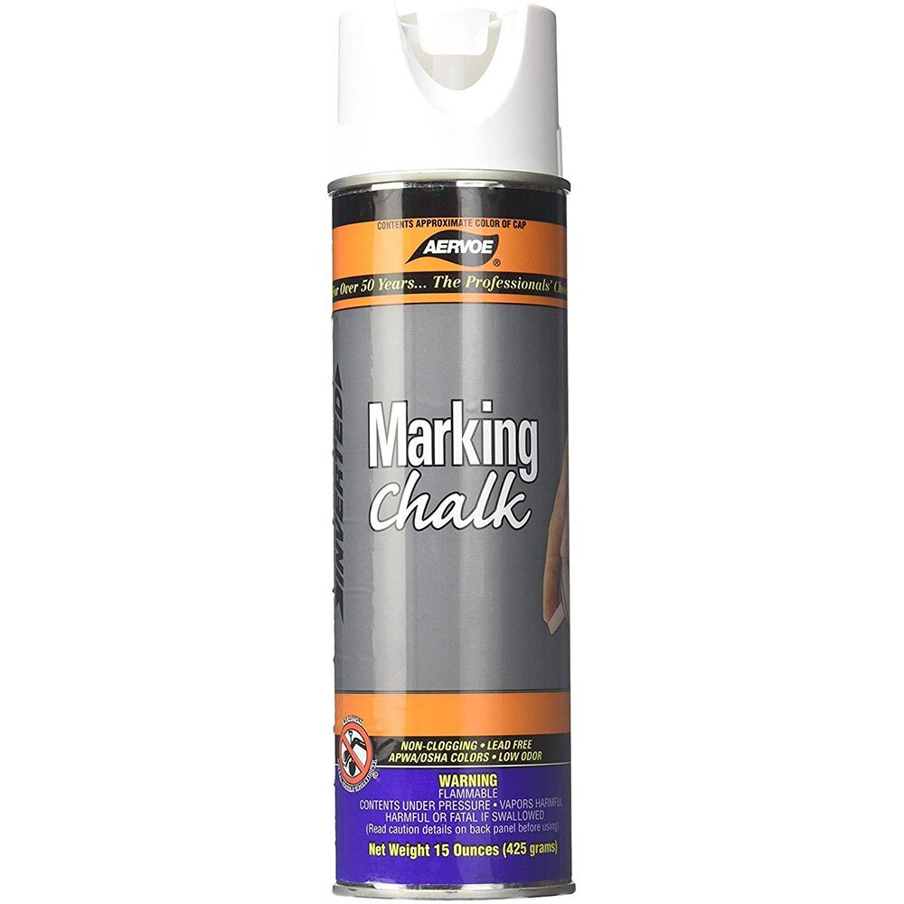 Aervoe 215 White Marking Chalk Spray - 15 oz. for Outdoor Sports, Construction & DIY Projects - Temporary Marking Paint for Grass, Sidewalks & Pavement