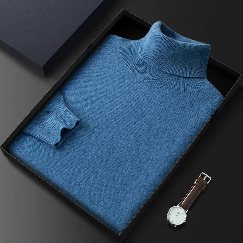 Premium 100% Cashmere Men's Turtleneck Sweater - Ultra Soft & Warm Winter Pullover - Roll Neck Knit Jumper for Men - Perfect for Office, Date Night & Cold Weather Layering