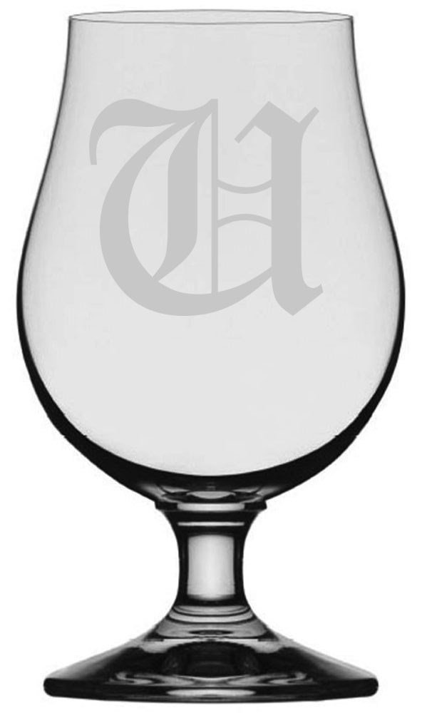 Monogrammed Glencairn Crystal Beer Glass - Letter U for Whiskey & Craft Beer Tasting