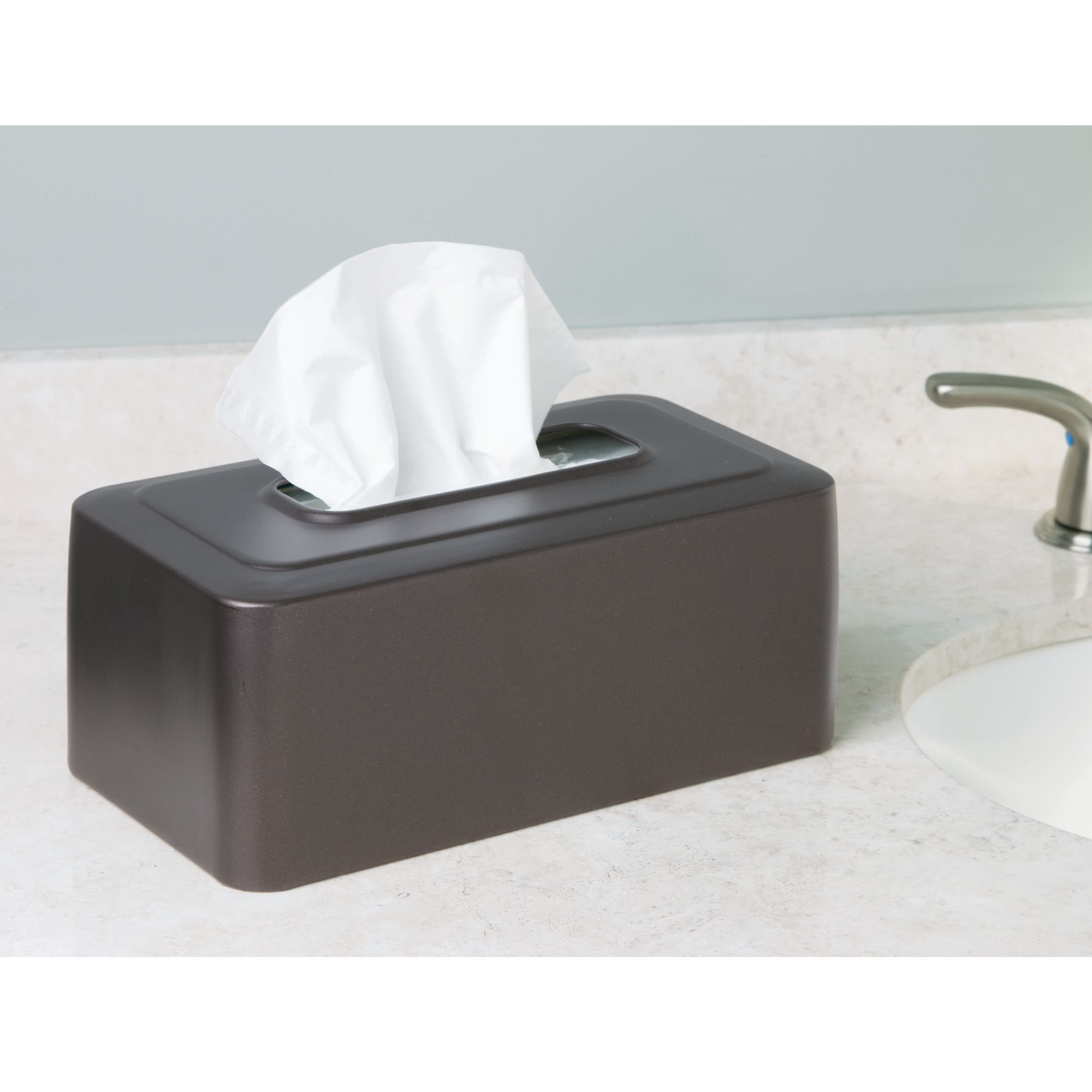 iDesign Olivia Bronze Tissue Box Cover - Elegant Rectangle Decorative Holder for Bathroom, Bedroom & Living Room | Perfect for Home Decor and Gift Giving