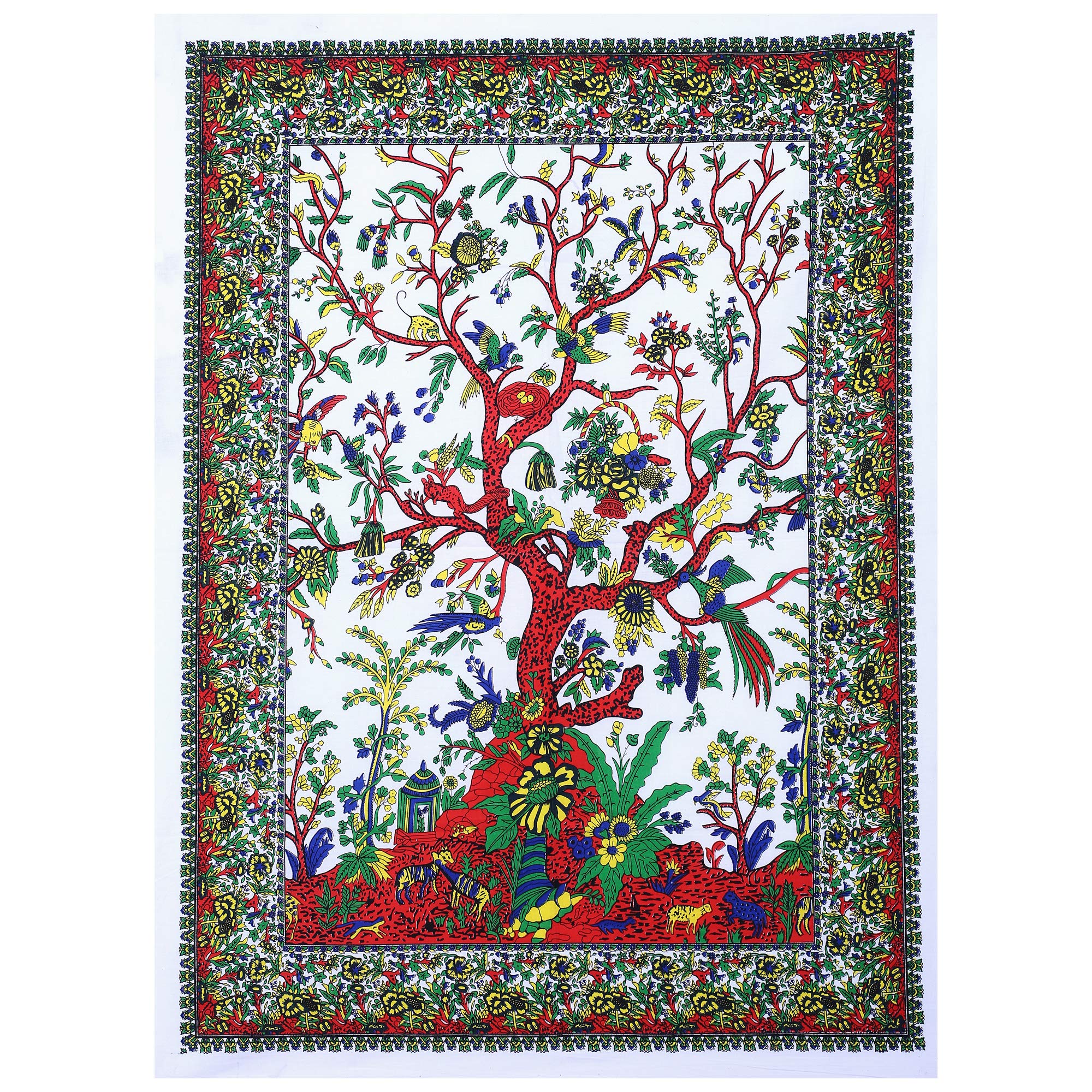 White Tree of Life Tapestry - Psychedelic Wall Hanging for Bedroom & Picnic Decor