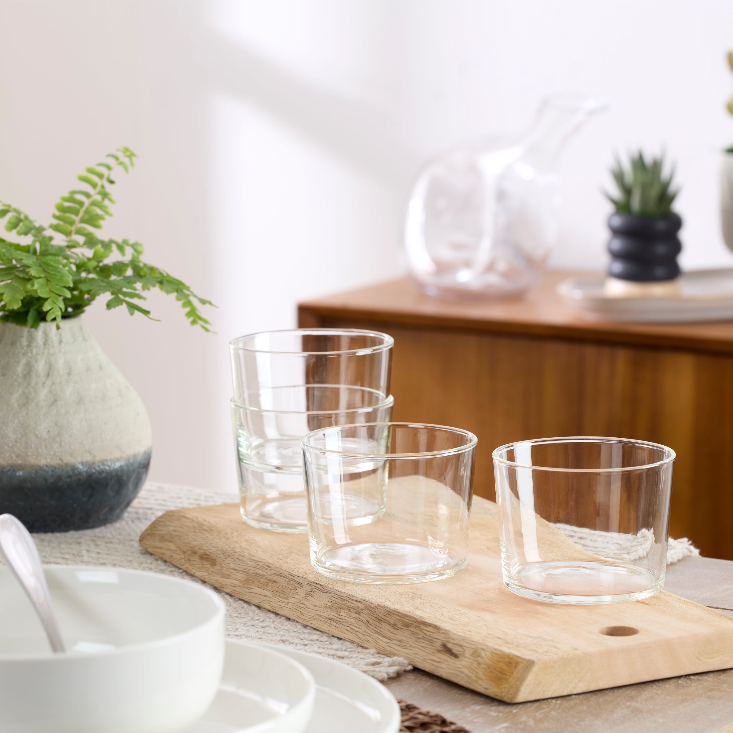 Stackable Clear Short and Tall Drinking Glasses Set of 12 - Perfect for Parties, Restaurants, and Home Entertaining