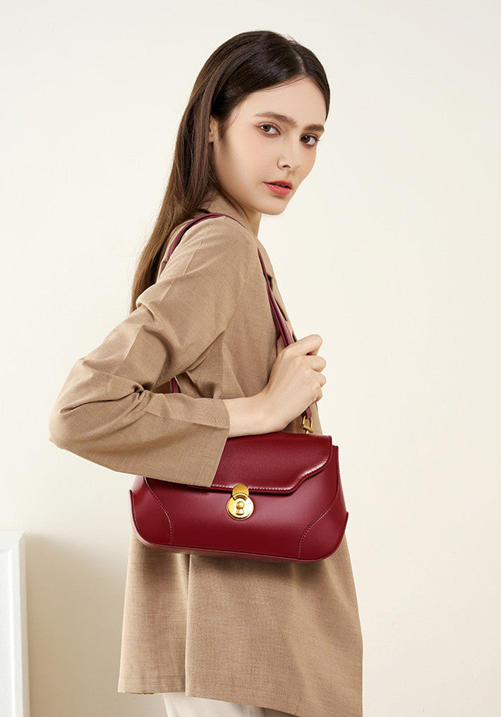 Stylish Small Leather Shoulder Bag for Women - Genuine Leather Crossbody Purse with Adjustable Strap - Perfect for Daily Use, Travel, and Work Commute