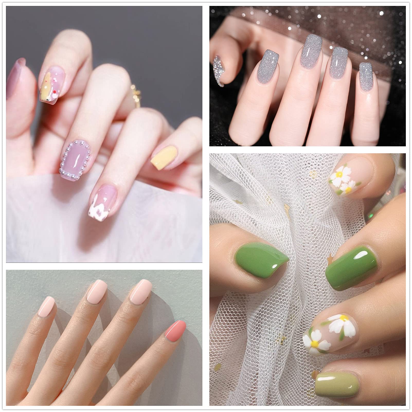 24Pcs Soak Off Gel Nail Polish Set - Nude Pink Blue White Colors with Glossy & Matte Top Coat, Base Coat - DIY Salon Quality Manicure Starter Kit for Home, Party & Special Occasions