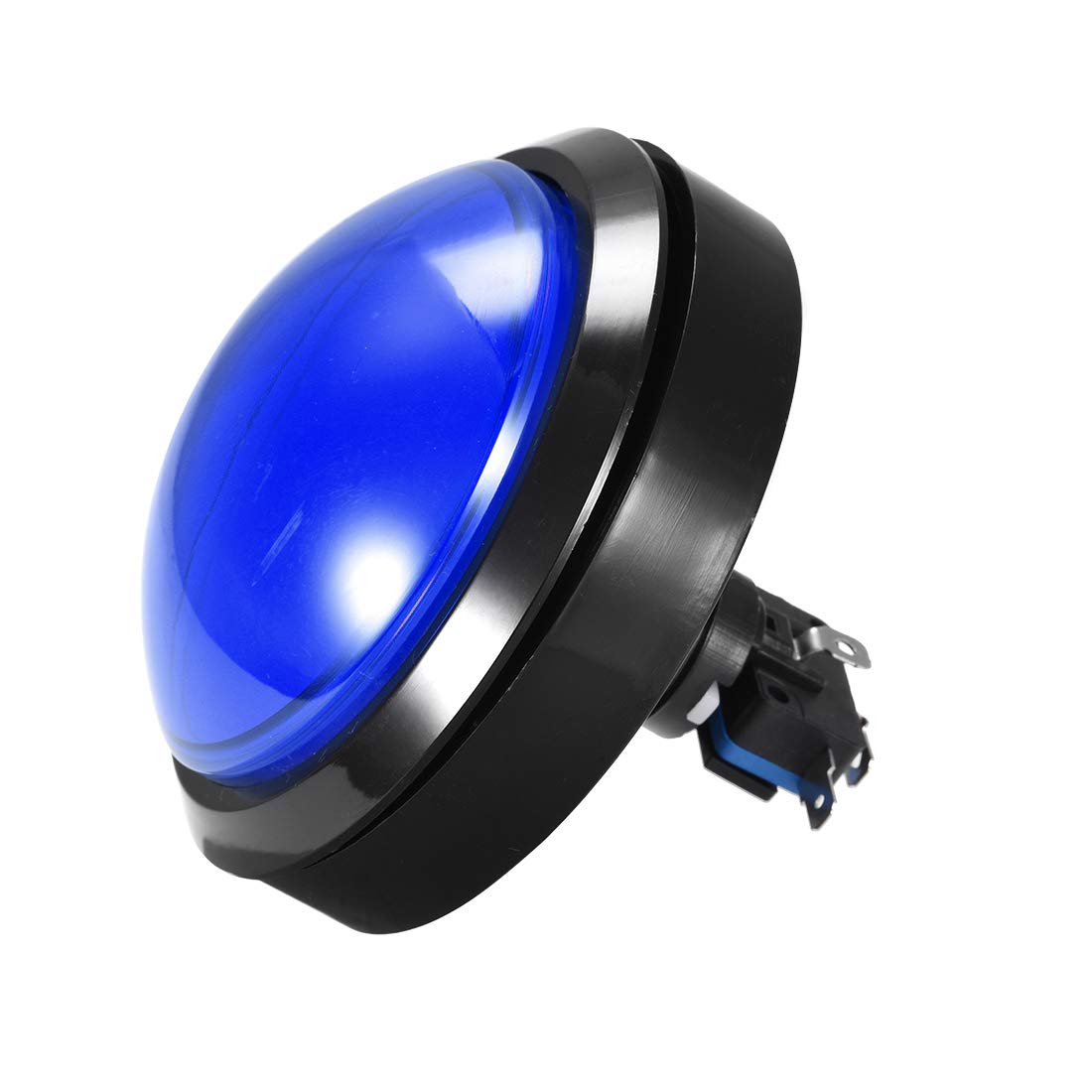 uxcell 98mm Round 12V LED Illuminated Arcade Push Button Switch with Micro Switch - Blue (1pc) for Video Games, DIY Arcade Cabinet & Home Gaming Setup