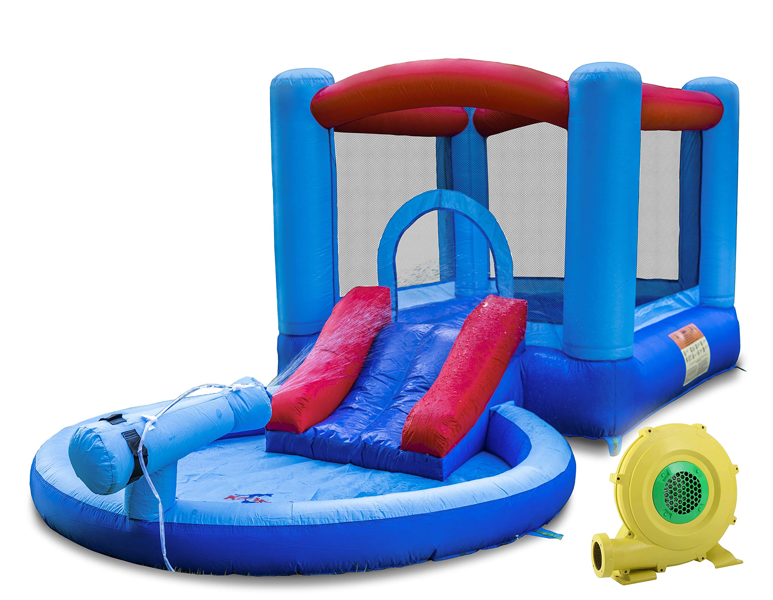Kangaroo Kastle Inflatable Water Slide & Bounce House with Blower, Water Gun, Splash Pool for Kids - Perfect for Backyard Parties, Summer Fun, and Outdoor Play