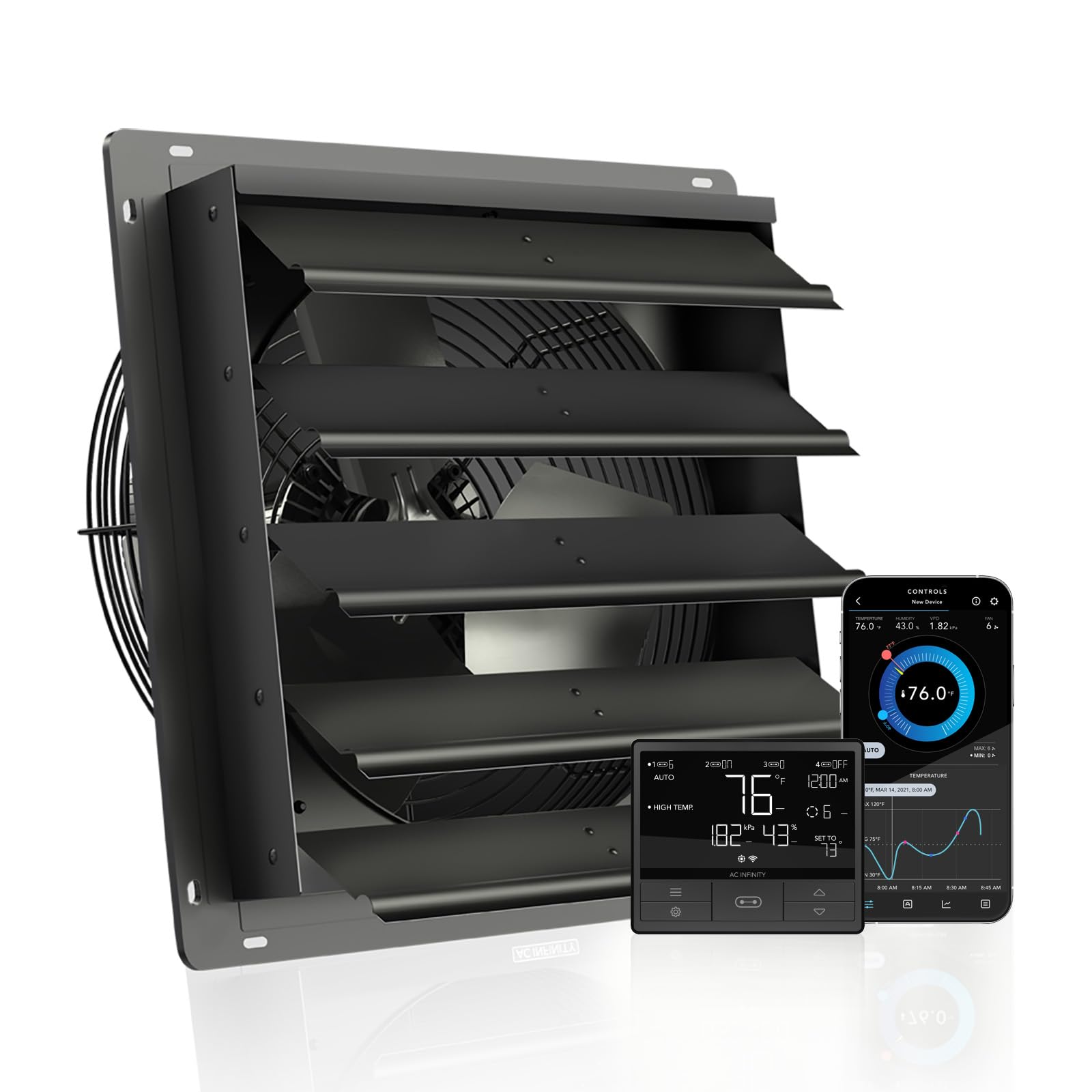 AC Infinity AIRLIFT T16 WiFi Smart Exhaust Fan - 16 Inch EC Motor Ventilation System with Temperature & Humidity Controller | Wall Mount Cooling for Sheds, Attics, Workshops, Greenhouses | Perfect for Indoor Grow Rooms, Home Ventilation & Climate Control
