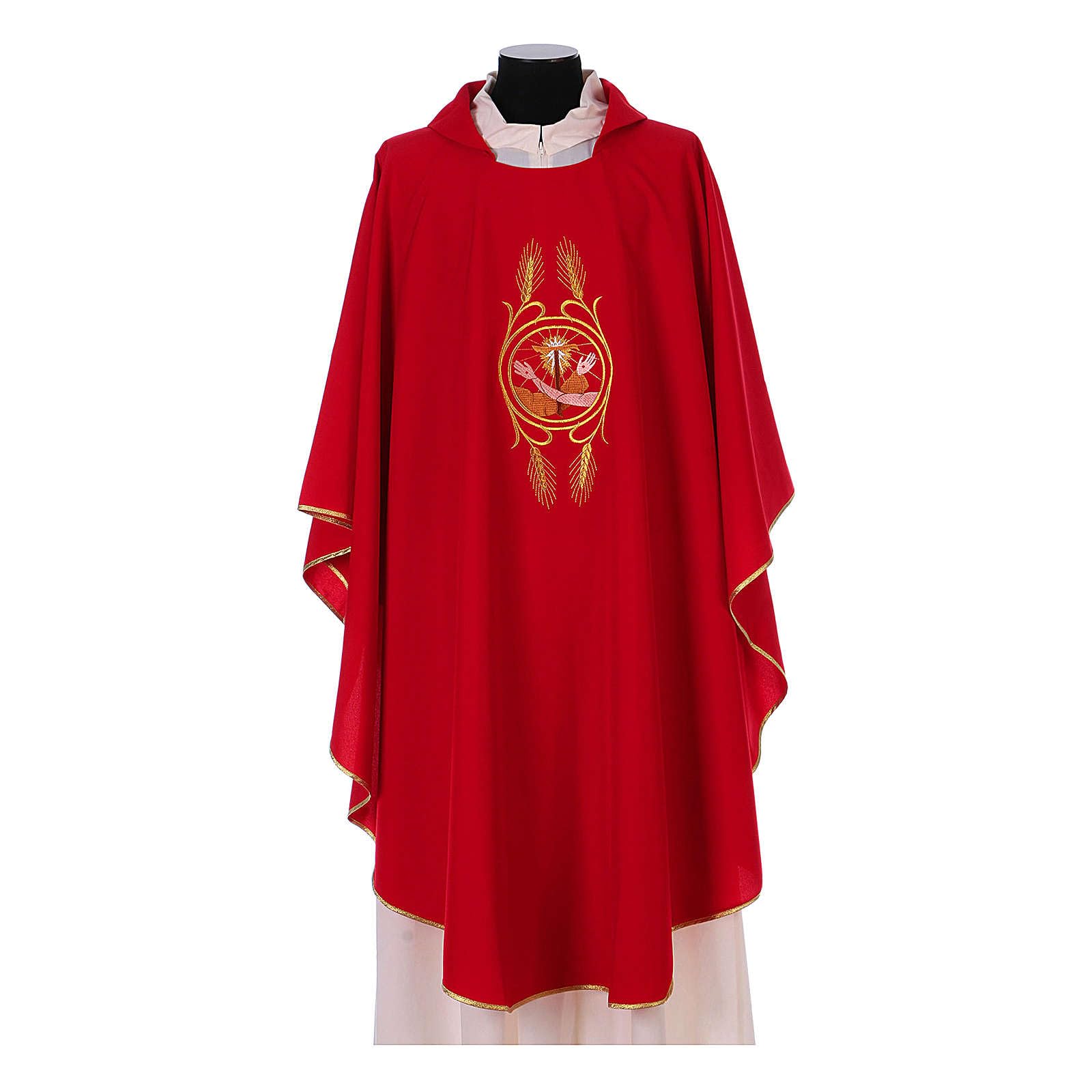 Green Polyester Franciscan Chasuble with Jesus and St. Francis Hands - Perfect for Catholic Mass, Church Services & Religious Ceremonies