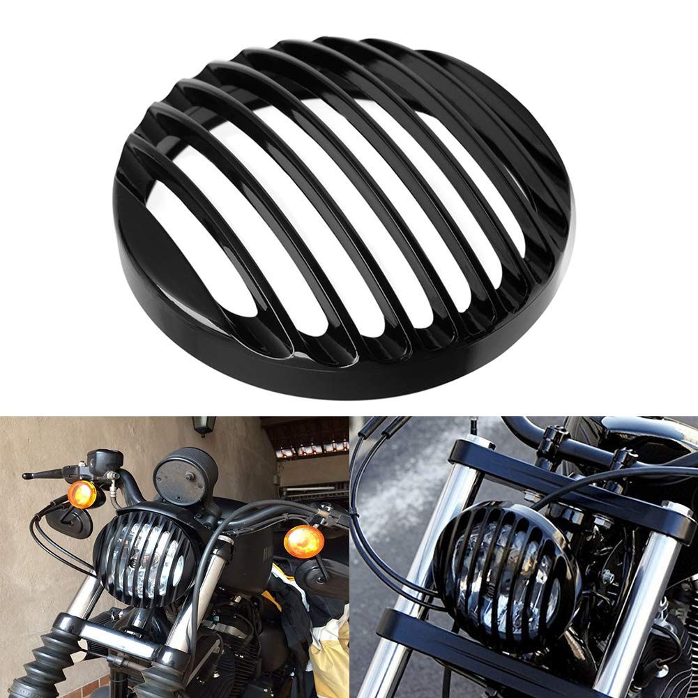 Black CNC Headlight Grill Cover for Harley Davidson Sportster XL 883 & 1200 (2004-2014) - 5.75