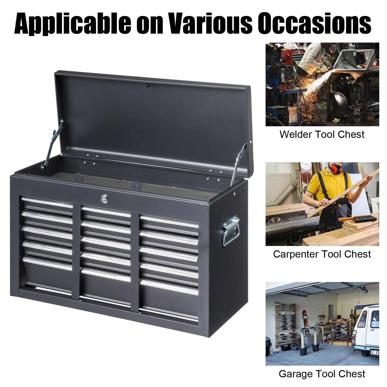 Winado 24 Inch Portable 5-Drawer Metal Tool Box with Lockable Storage Tray - Heavy Duty Tool Chest for Garage, Workshop, Home & Professional Use | Perfect for Mechanics, DIY Projects & Tool Organization