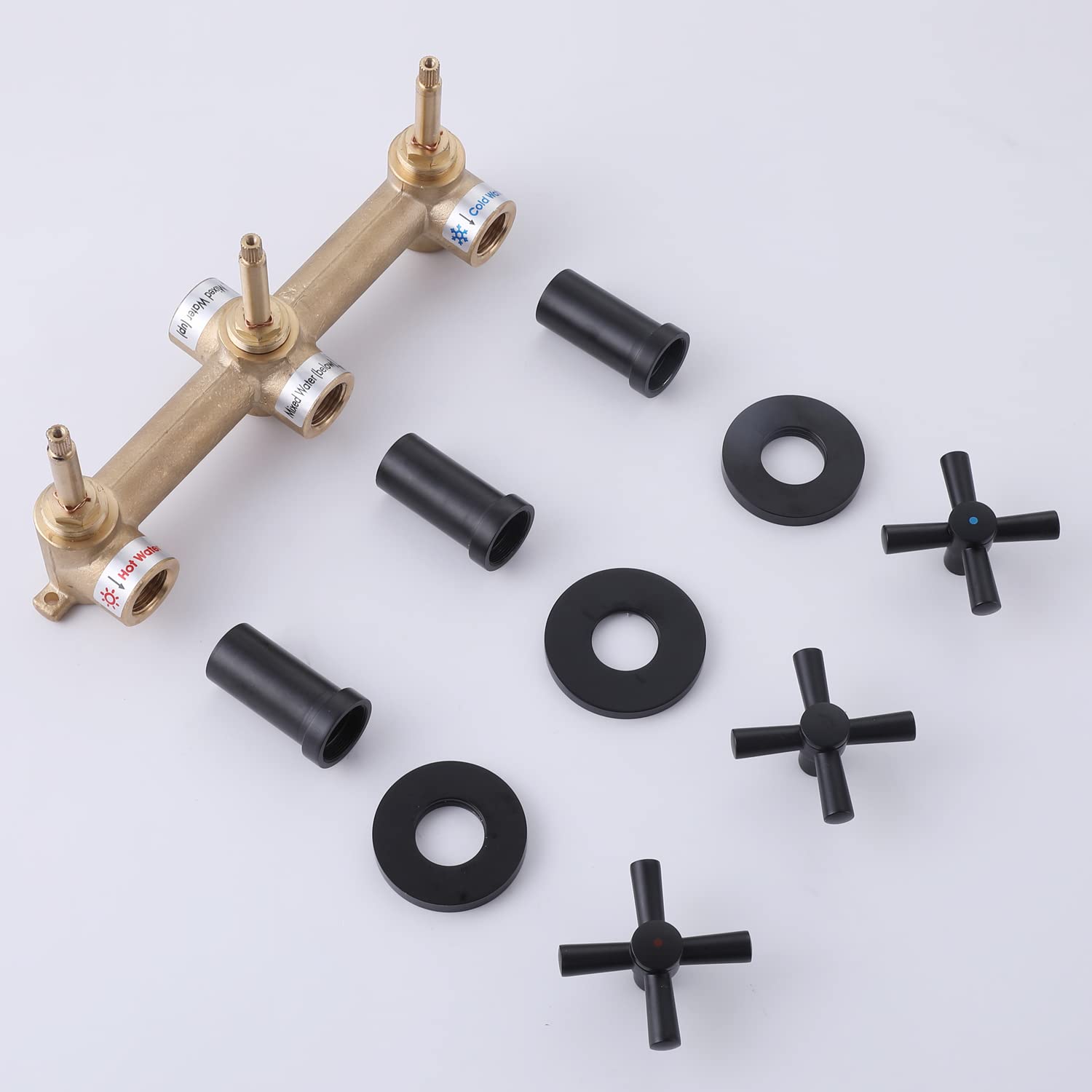3 Handle Shower Faucet Set - Matte Black Complete Tub Shower Trim Kit with Valve | Bathroom Remodel, Modern Home Upgrade & Spa-Like Shower Experience