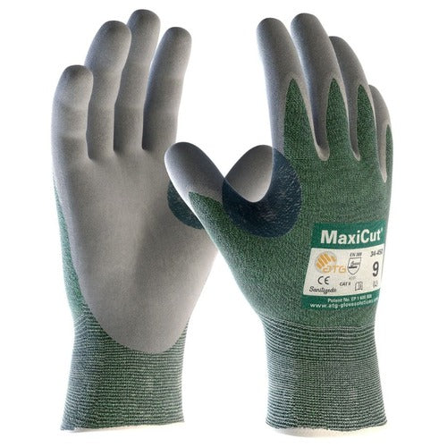 MaxiCut 19 D470 Cut Resistant Gloves - Nitrile Coated Palm with Foam Grip, Dyneema/Engineered Fiber for Maximum Protection - Ideal for Construction, Metalworking, and Industrial Safety Work
