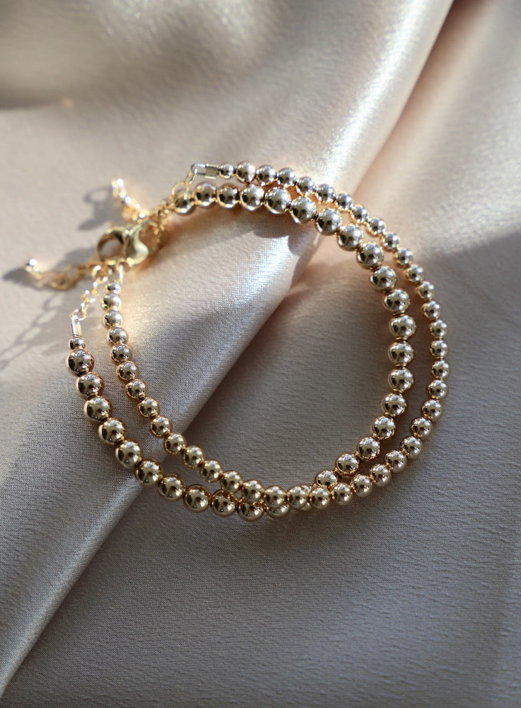 Gold Filled Beaded Bracelets for Women - Elegant Stackable Jewelry for Everyday Wear & Special Occasions