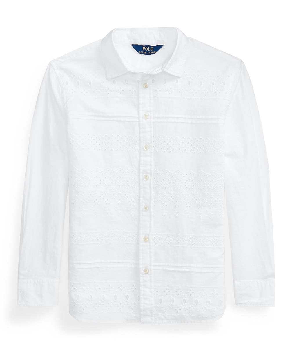 Ralph Lauren Girls' White Eyelet Cotton Tunic Dress - 3T | Casual Summer Outfit for Toddlers, Perfect for Playdates & Family Gatherings