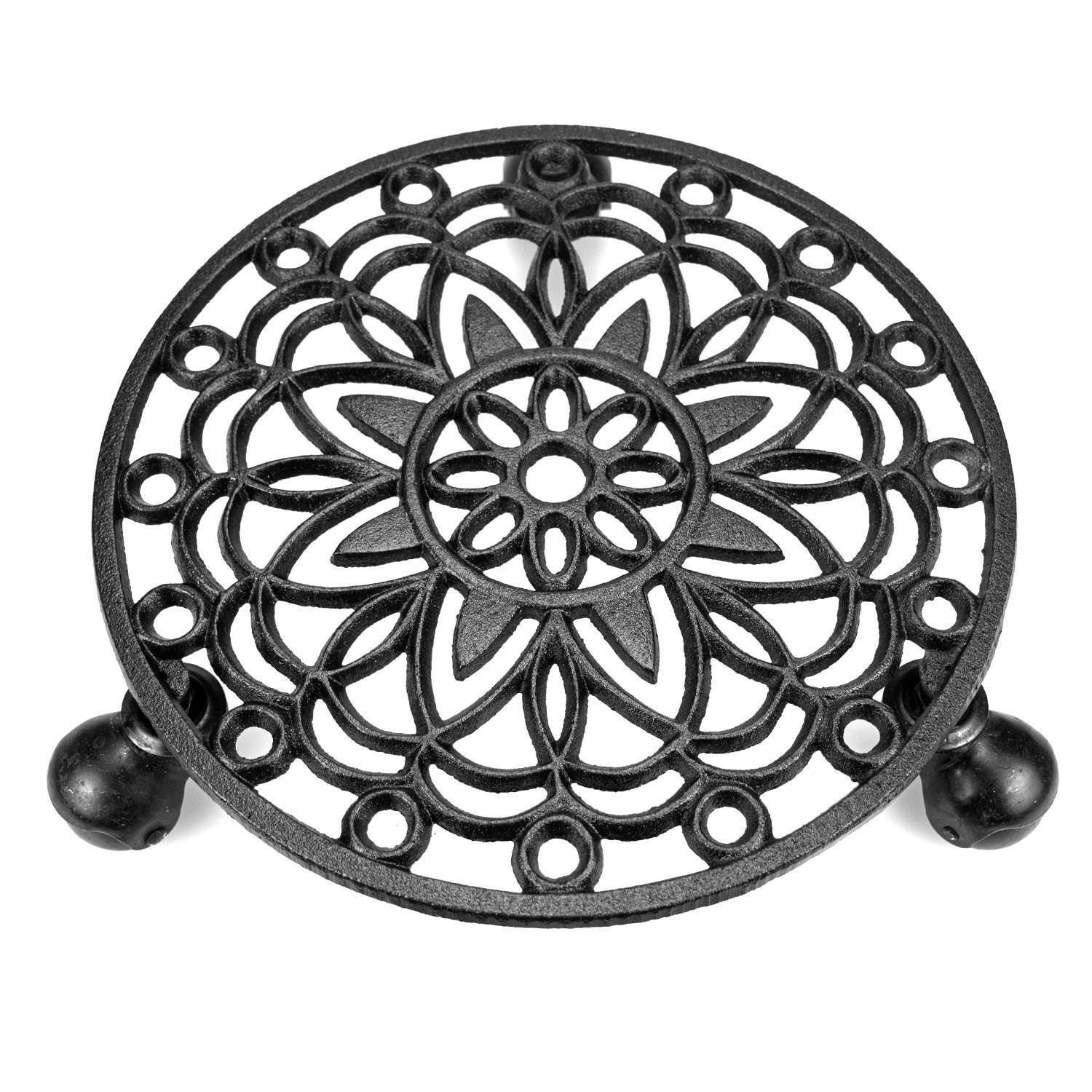 Fasmov Heavy Duty Rolling Plant Stand with Cast Iron Base & Wheels - Indoor Planter Trolley for Potted Plants, Caddy with Smooth Casters - Perfect for Living Room Decor, Garden Plant Movement & Home Organization