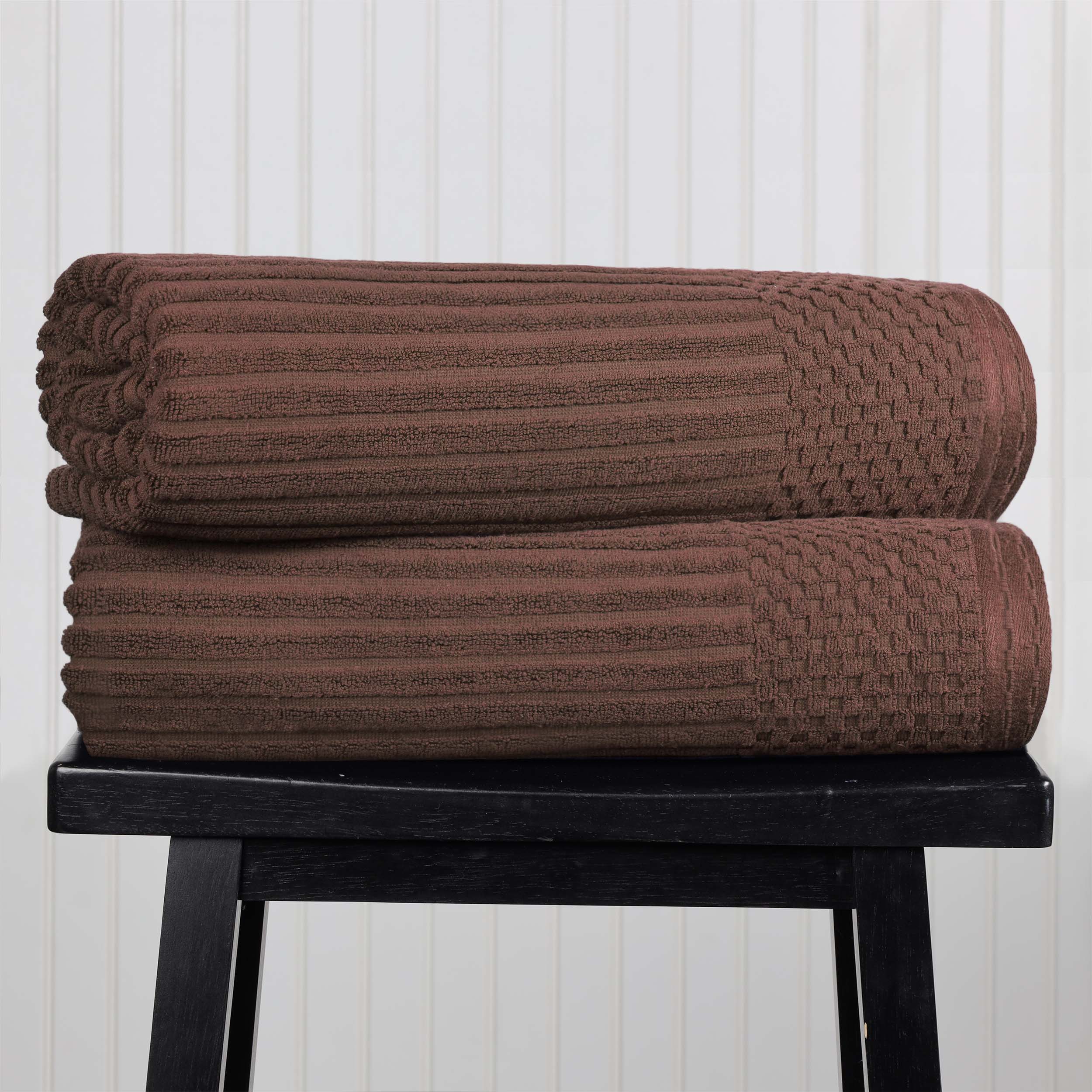 Premium Cotton Ribbed Textured Bath Towel Set - Ultra Absorbent 2-Piece Bath Sheet Set for Spa, Beach & Luxury Bathroom Use