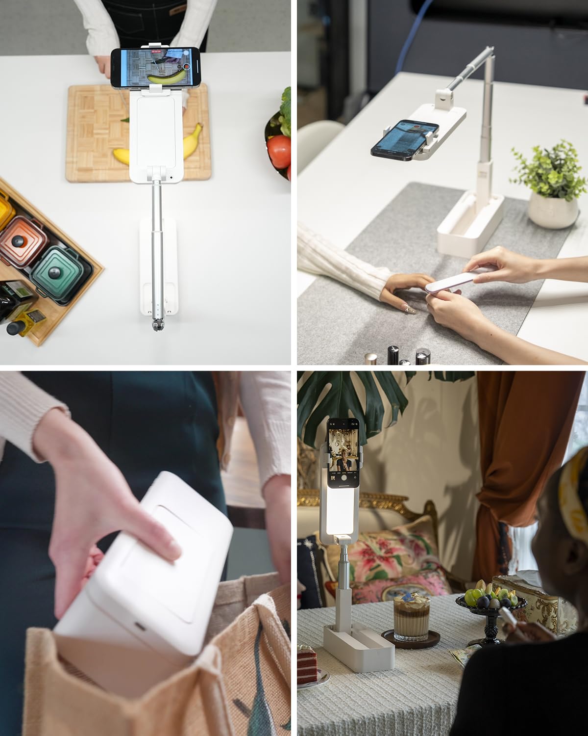 Adjustable 360° Rotating Phone Stand with LED Light for Recording & Live Streaming - Portable Extendable Selfie Stand for 3.5-6.9