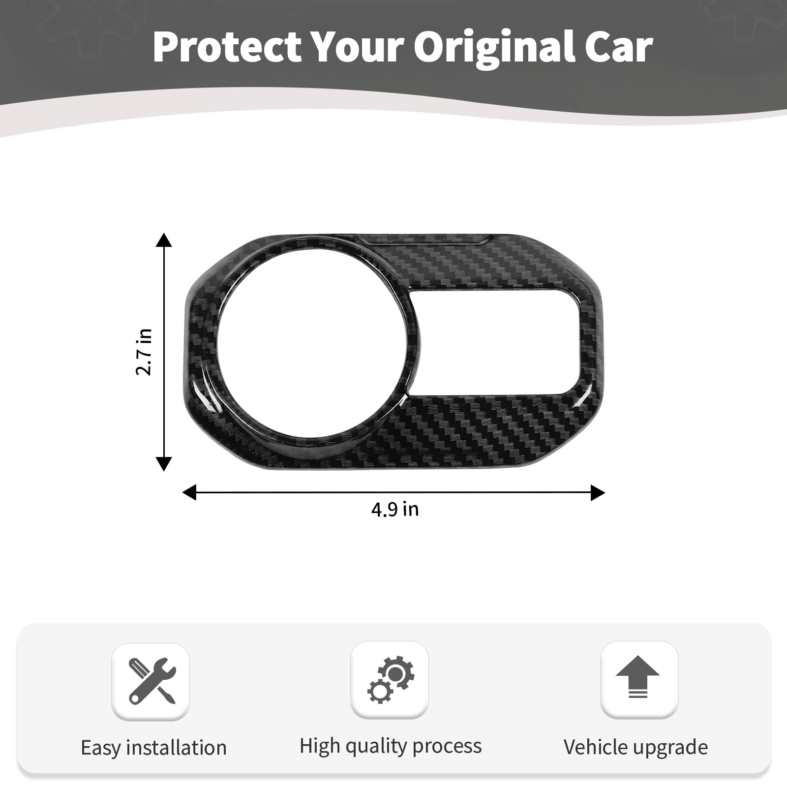Jeep Wrangler JL & Gladiator JT Carbon Fiber Headlight Switch Panel Trim Cover (2018-2023) - Black Carbon Fiber Grain Interior Accessories for Off-Road & Daily Driving