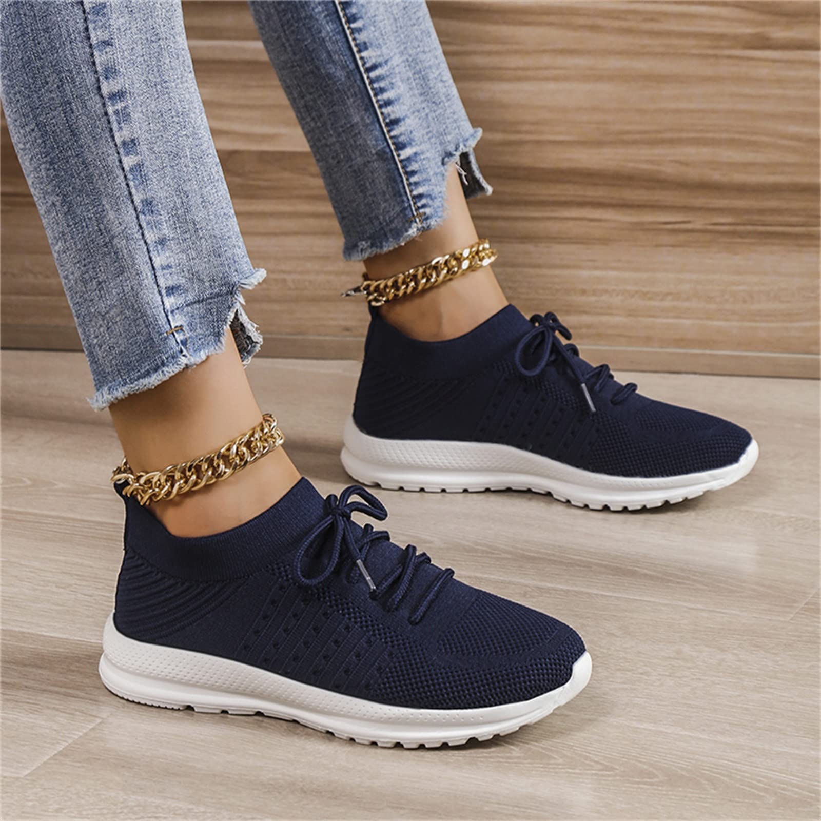ZYAHHFAC Women's Slip-On Platform Sneakers - Comfortable Low Top Running Shoes with Soft Mesh & Lace-Up Design - Perfect for Outdoor Walking, Workout & Casual Wear