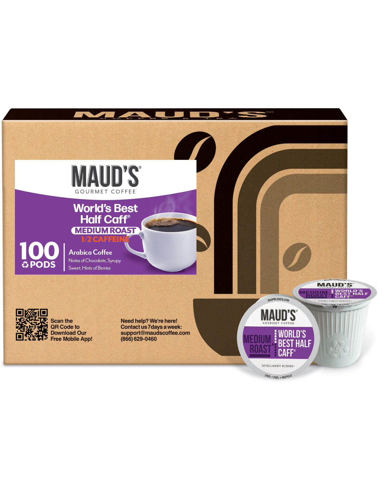 Maud's Half Caff Medium Roast Coffee Pods - Compatible with Keurig 2.0 K-Cup Brewers - Perfect for Home & Office Use