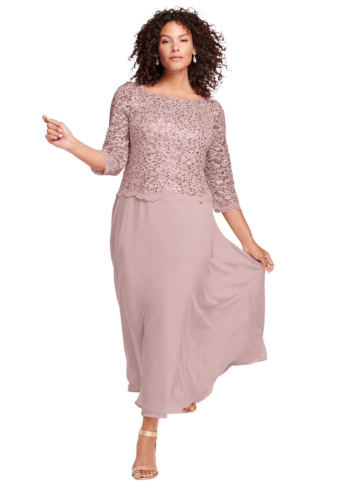 Elegant Plus Size Lace Popover Dress for Women - Formal Evening Gown Set for Mother of The Bride, Wedding Guest & Special Occasions | Perfect for Weddings, Galas & Cocktail Parties