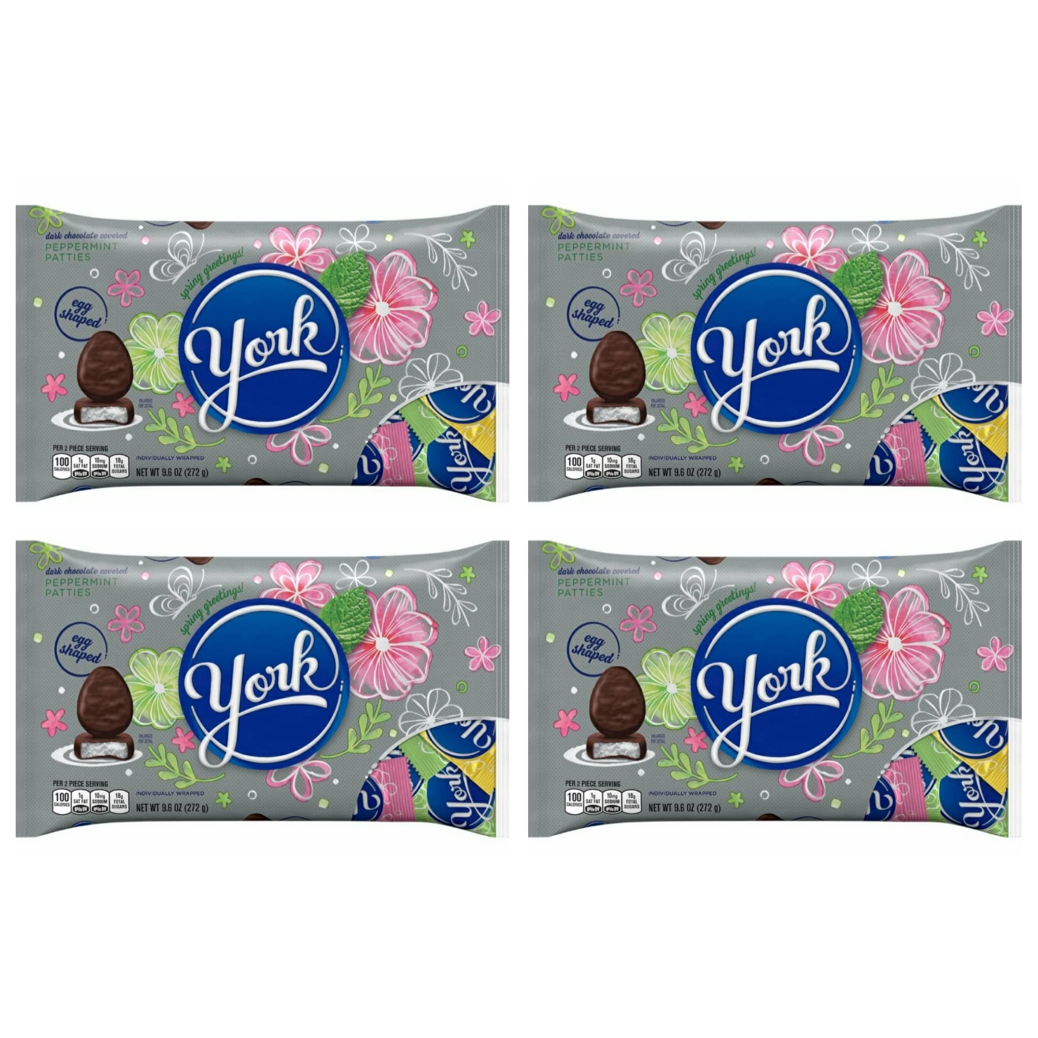 York Peppermint Patty Easter Eggs - Gluten Free Individually Wrapped Limited Edition Holiday Treats - 9.6oz Bag (4 Pack) - Perfect for Easter Baskets, Party Favors & Gift Giving