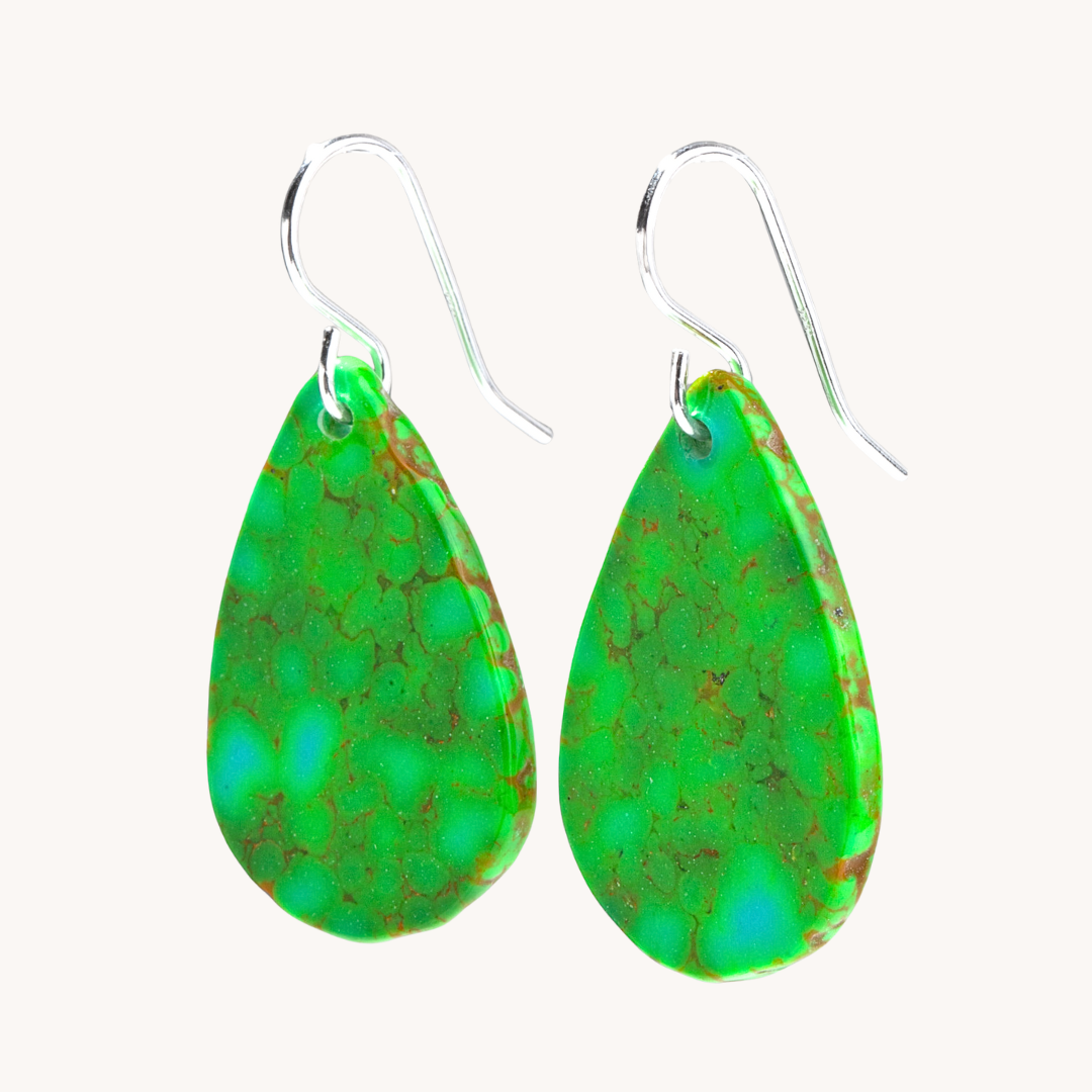 Radiante Upcycled Sonoran Green Earrings | Handmade Sustainable Jewelry for Women | Perfect for Boho, Festival & Everyday Wear