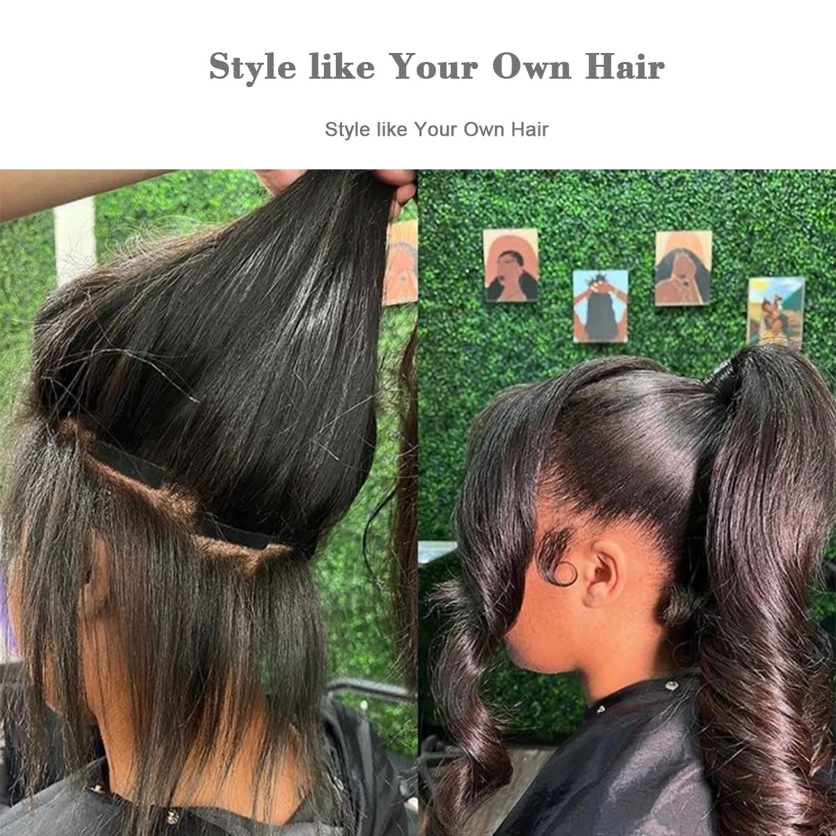 MY SHINY WIGS Kinky Straight Tape In Hair Extensions - 100% Human Hair - 40 Pieces (100g/Pack) - Seamless Skin Weft - Natural Black - 20 Inch - Perfect for Daily Styling, Parties & Special Occasions