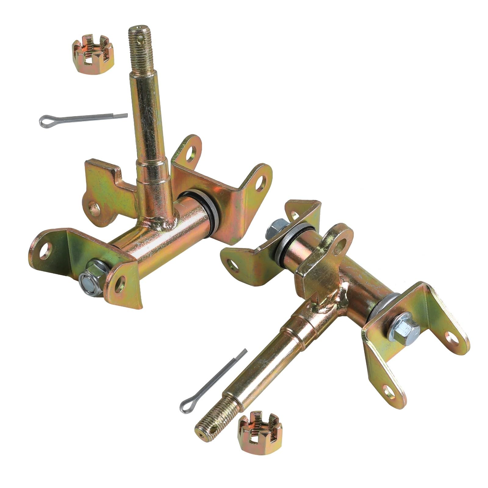 Pair 3 Stud Front Drum Brake Wheel Hub & Steering Knuckle Spindles for ATV Quad Go Kart Drift Trike 4 Wheelers 110cc 125cc - Perfect for Off-Road Adventures & DIY Repairs