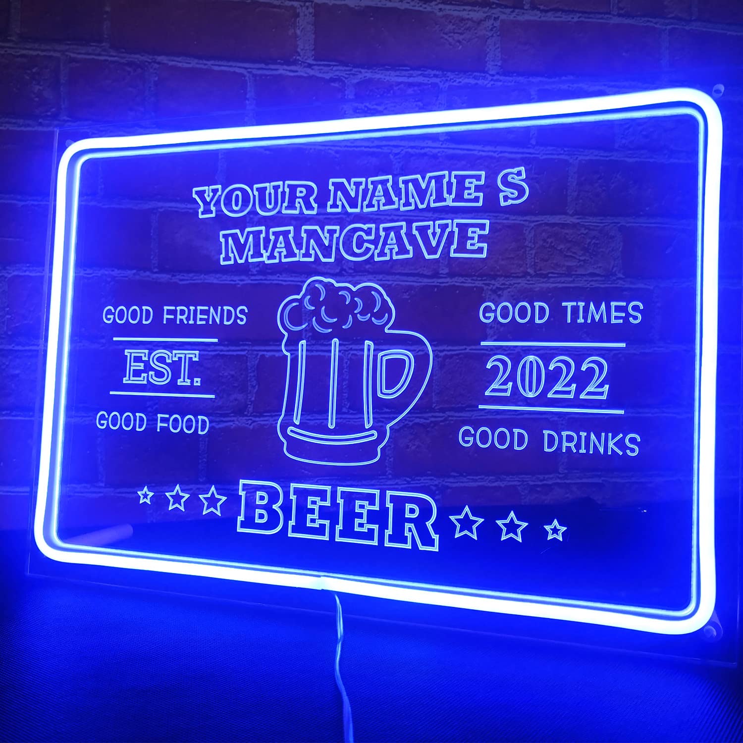 Custom Neon Bar Sign - Personalized LED Home Bar Sign for Man Cave & Pub Decor - 13.8